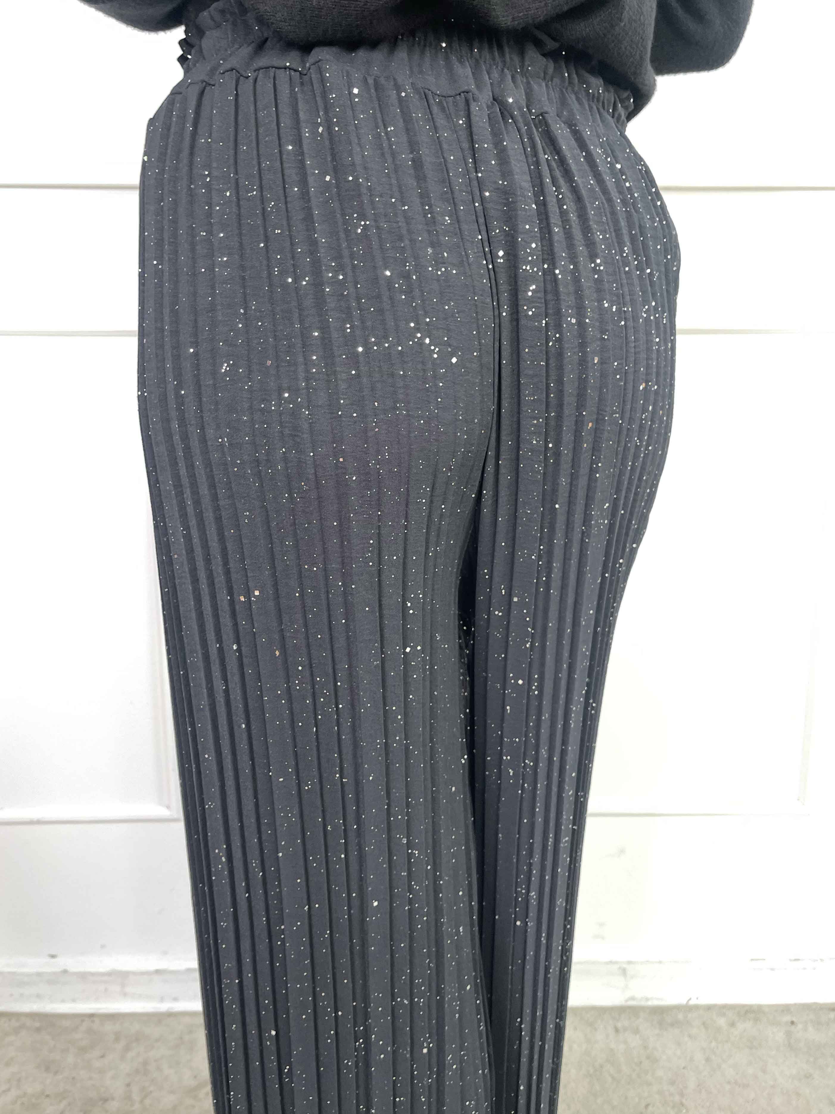 Pola Glitter - Plisserade löst sittande byxor med glitter