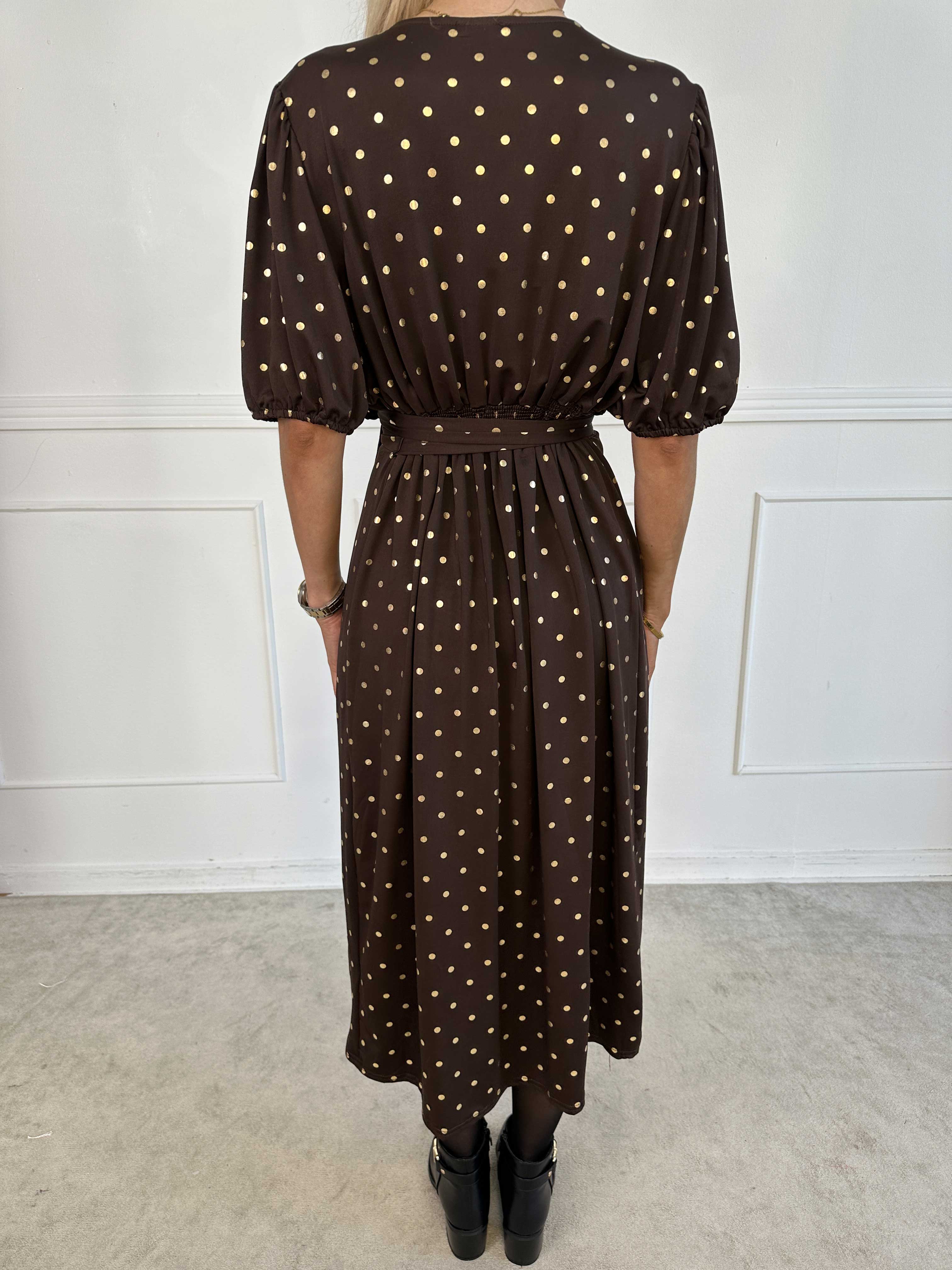 Primula Dust Gold - Klänning i omlott-look med guldprickar