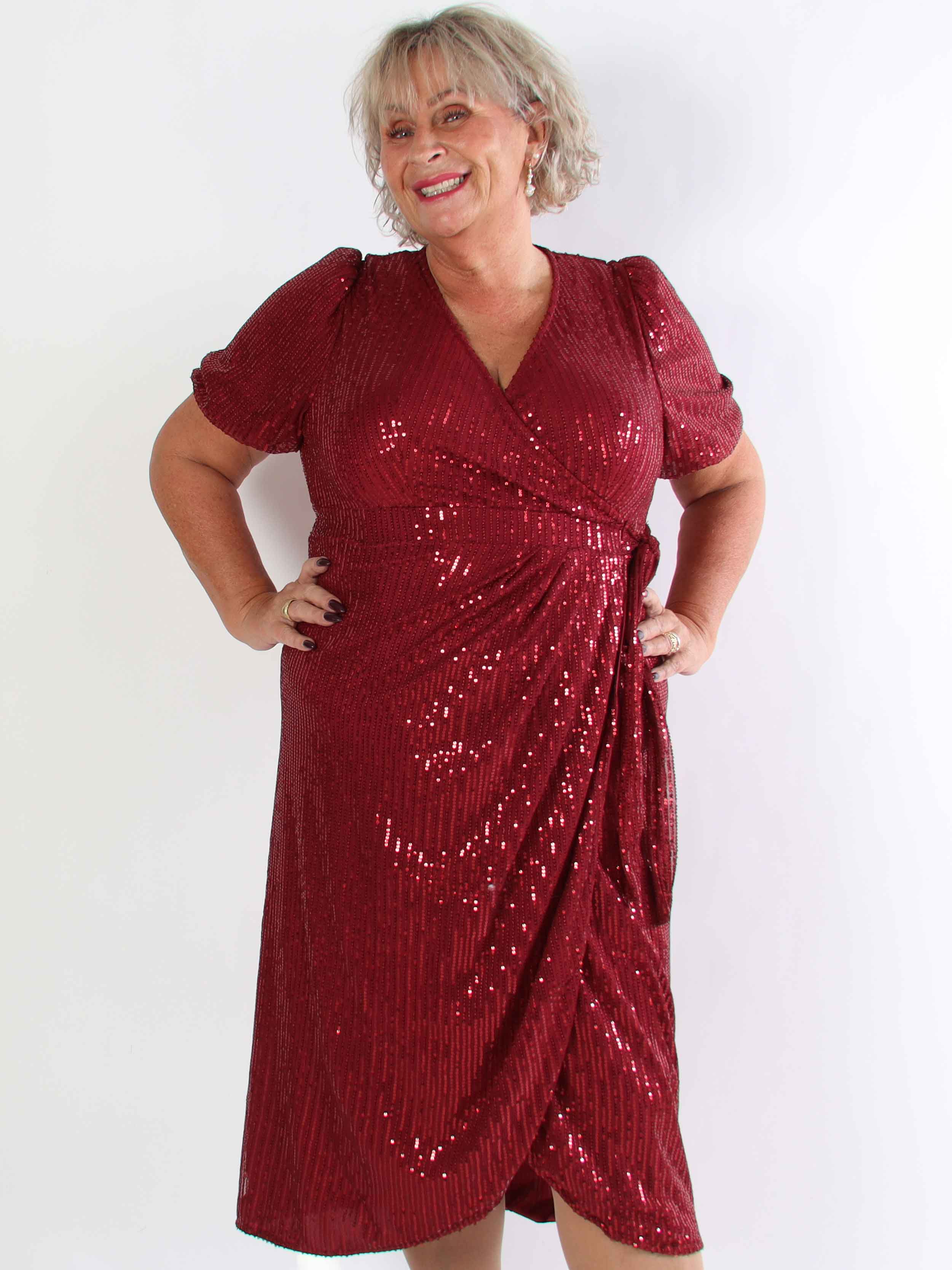 Primula Glitter - Plus size omlottklänning med paljetter