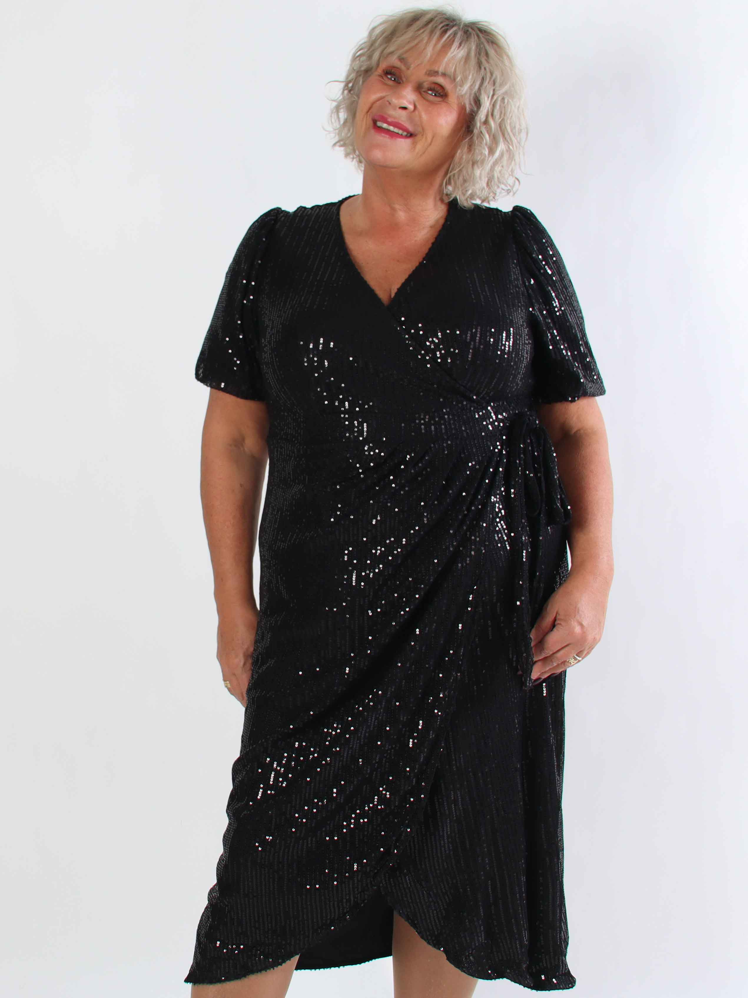 Primula Glitter - Plus size omlottklänning med paljetter