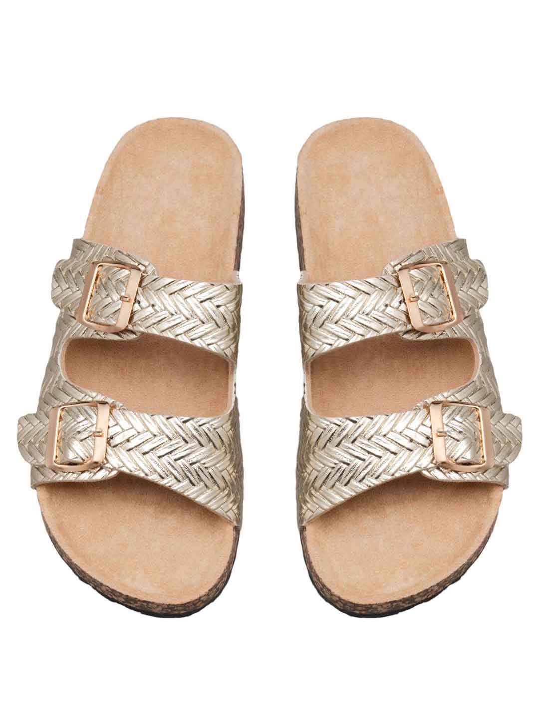 Puglia - Sandaler med brede remme og justerbare spænder i guld