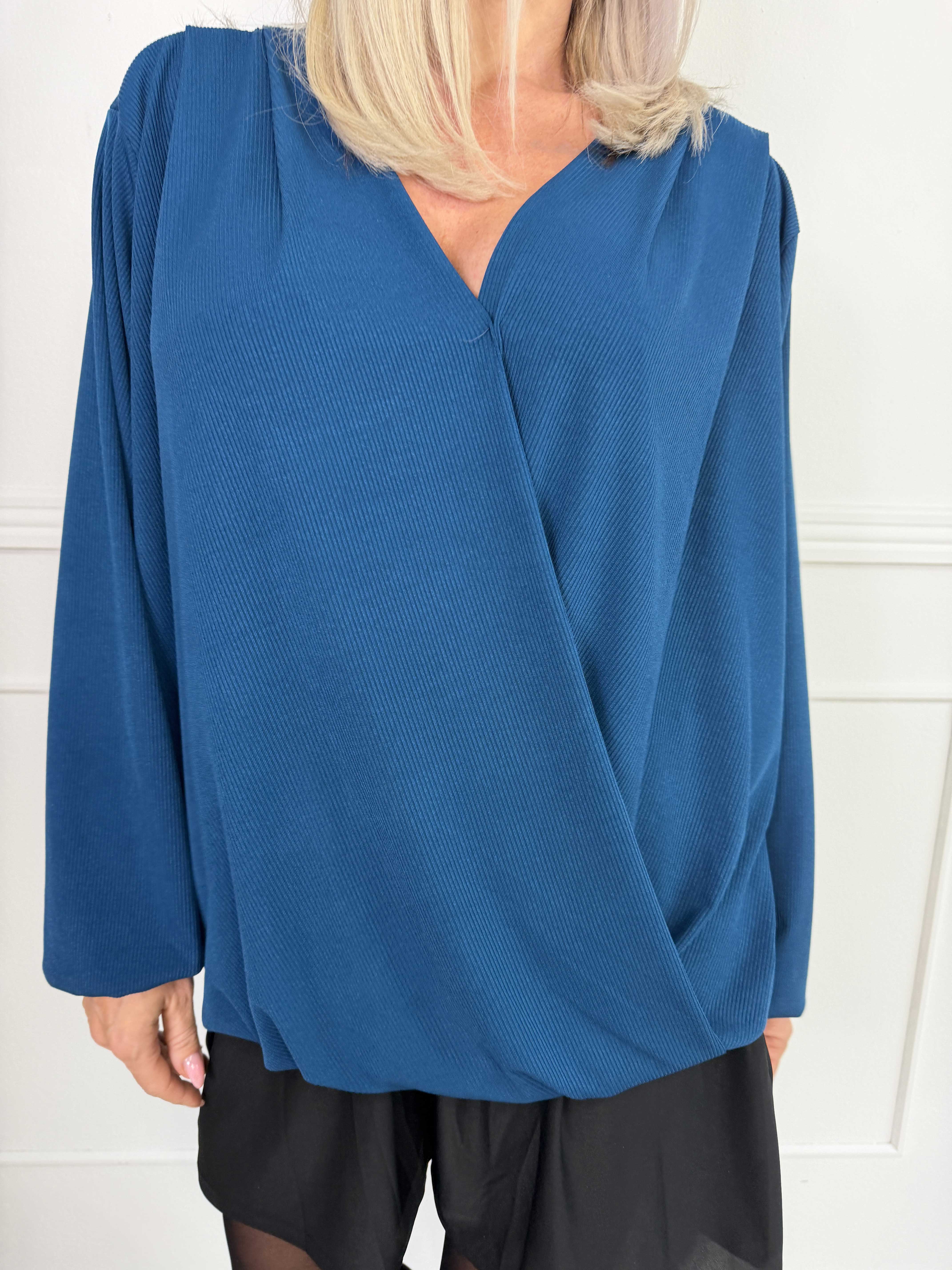 Rakel Plain - Langærmet bluse i ribbet stof