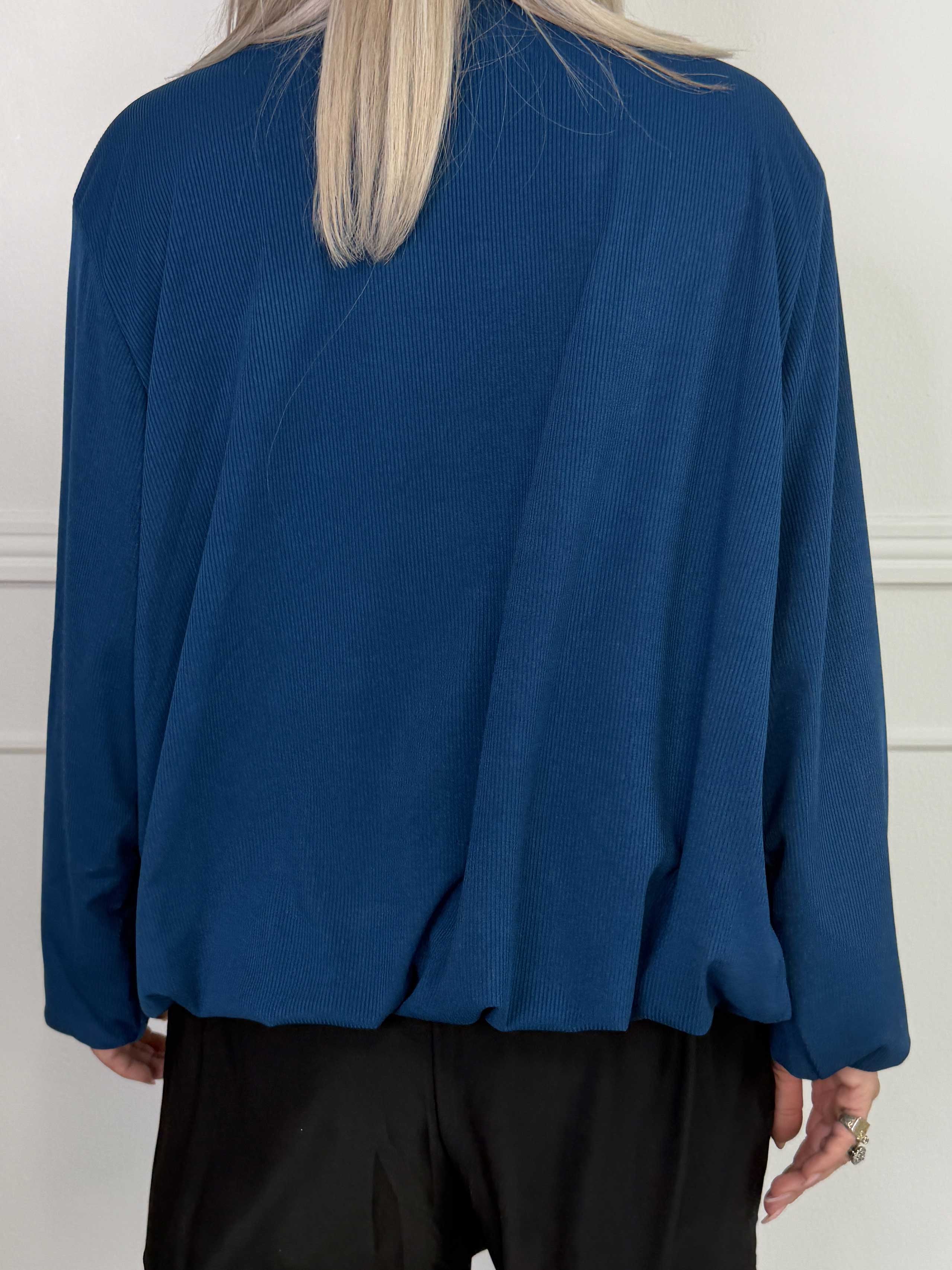 Rakel Plain - Langærmet bluse i ribbet stof