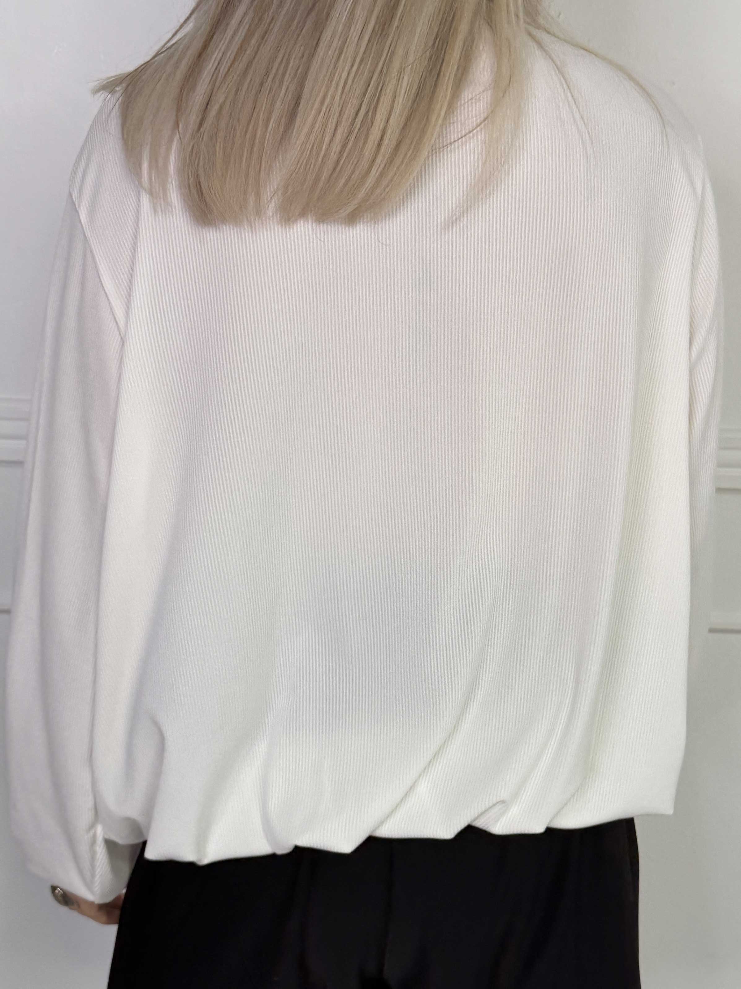 Rakel Plain - Langærmet bluse i ribbet stof