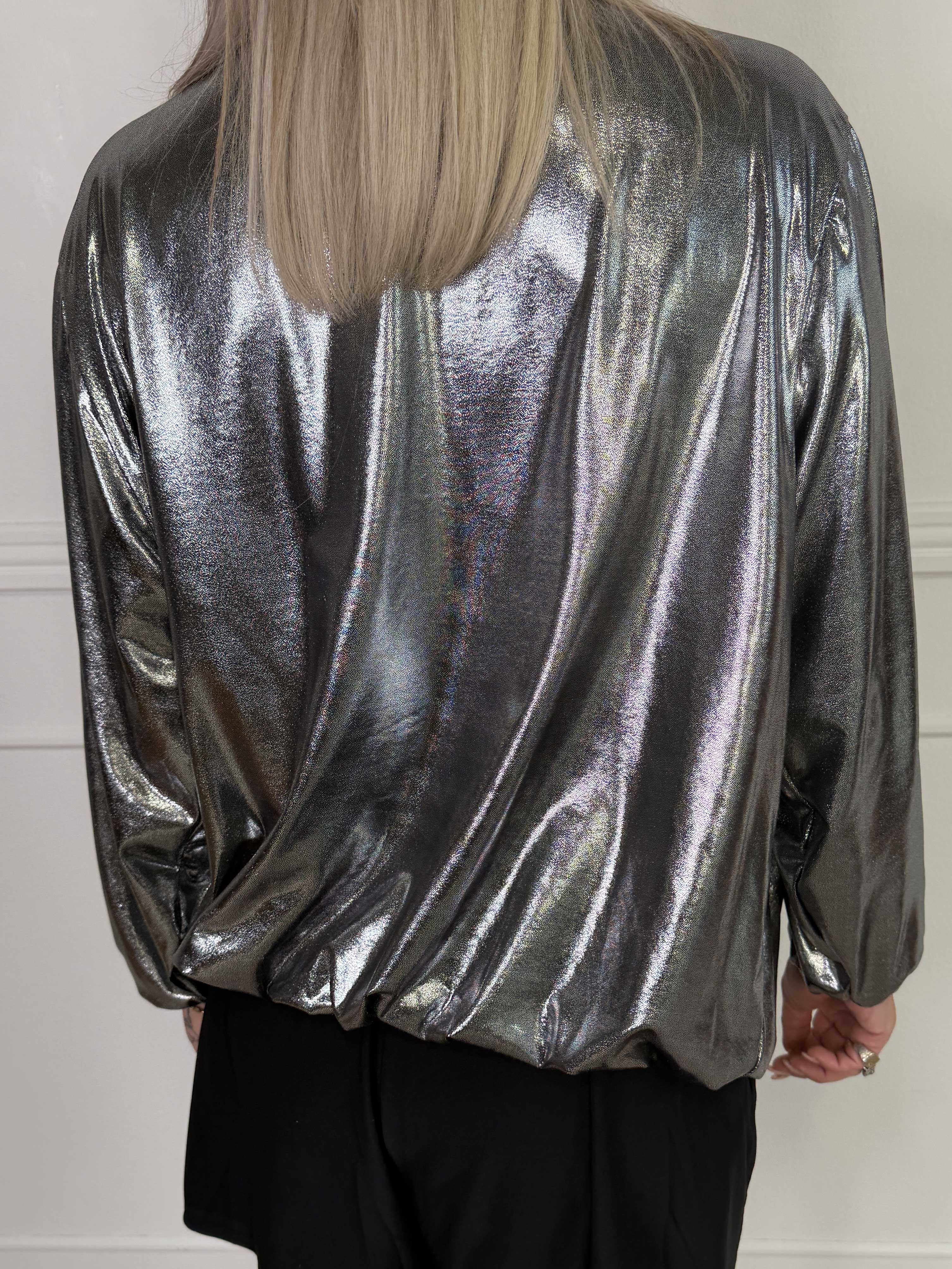 Rakel Shiny - Langærmet bluse i skinnende stof