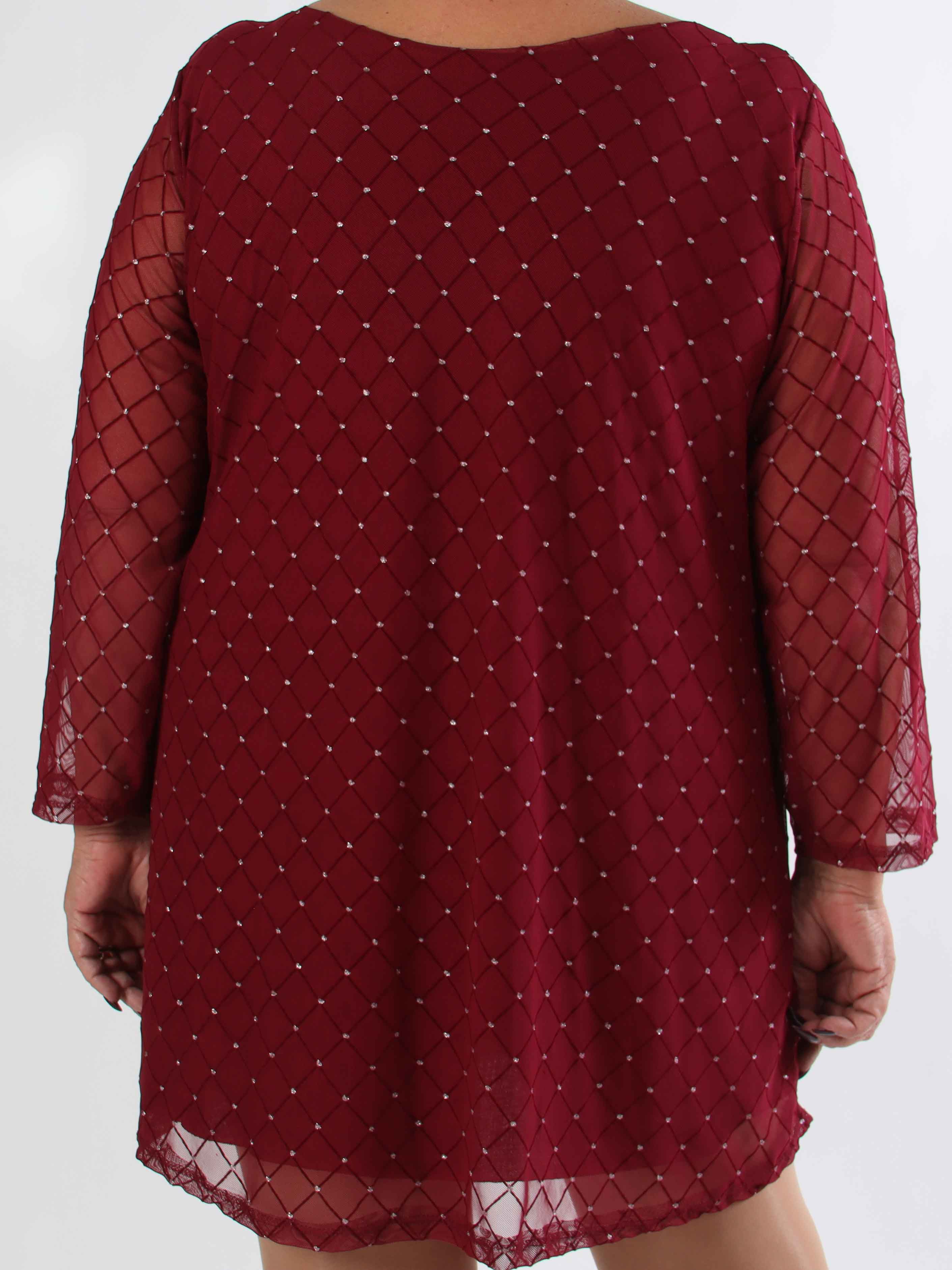 Ritte - Långärmad plus size meshklänning med glitterdetaljer
