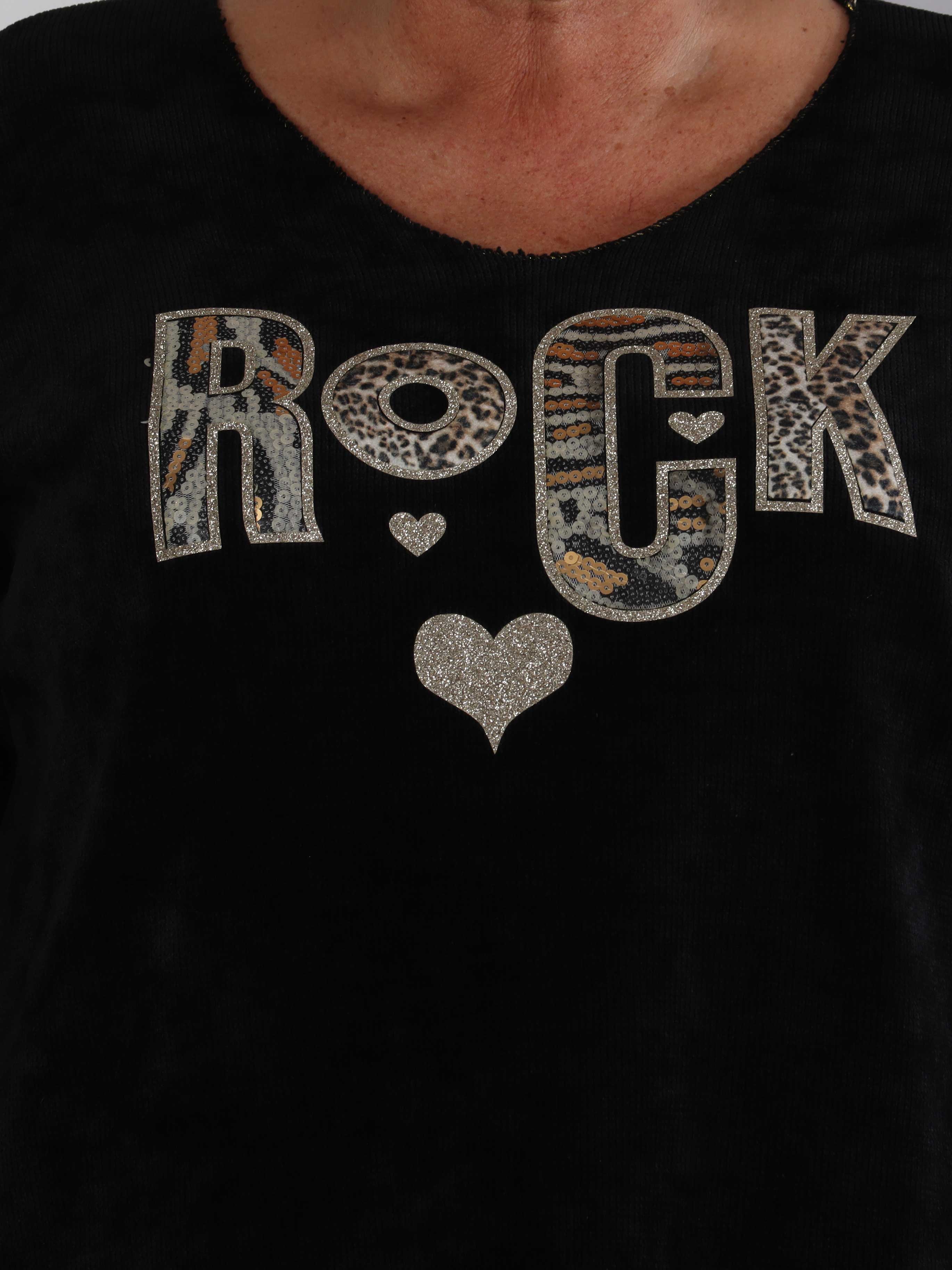 Rocka - Plus size kjole i blød strik med motiv