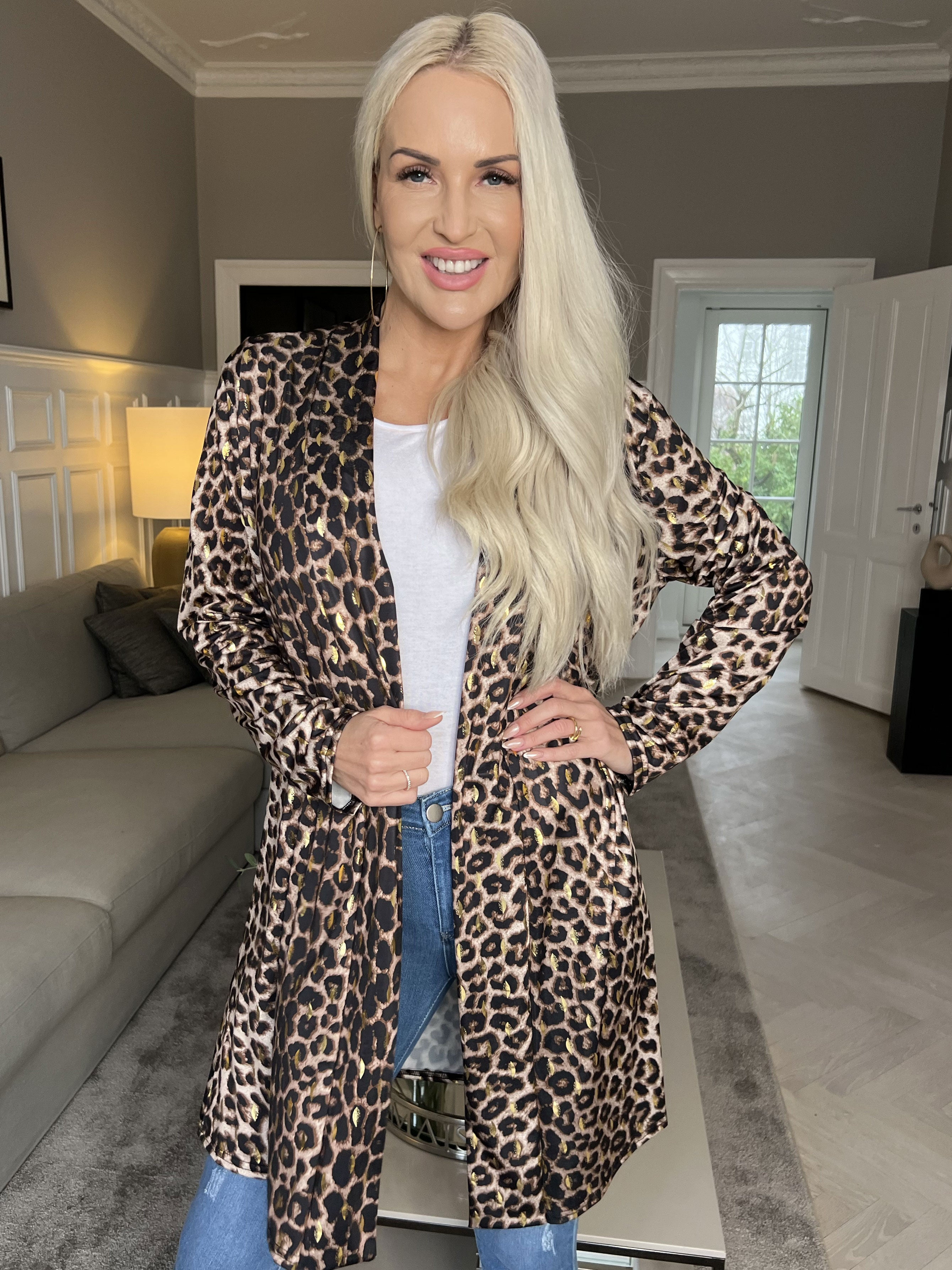 Rosa Animal - Elastisk kofta med tryck