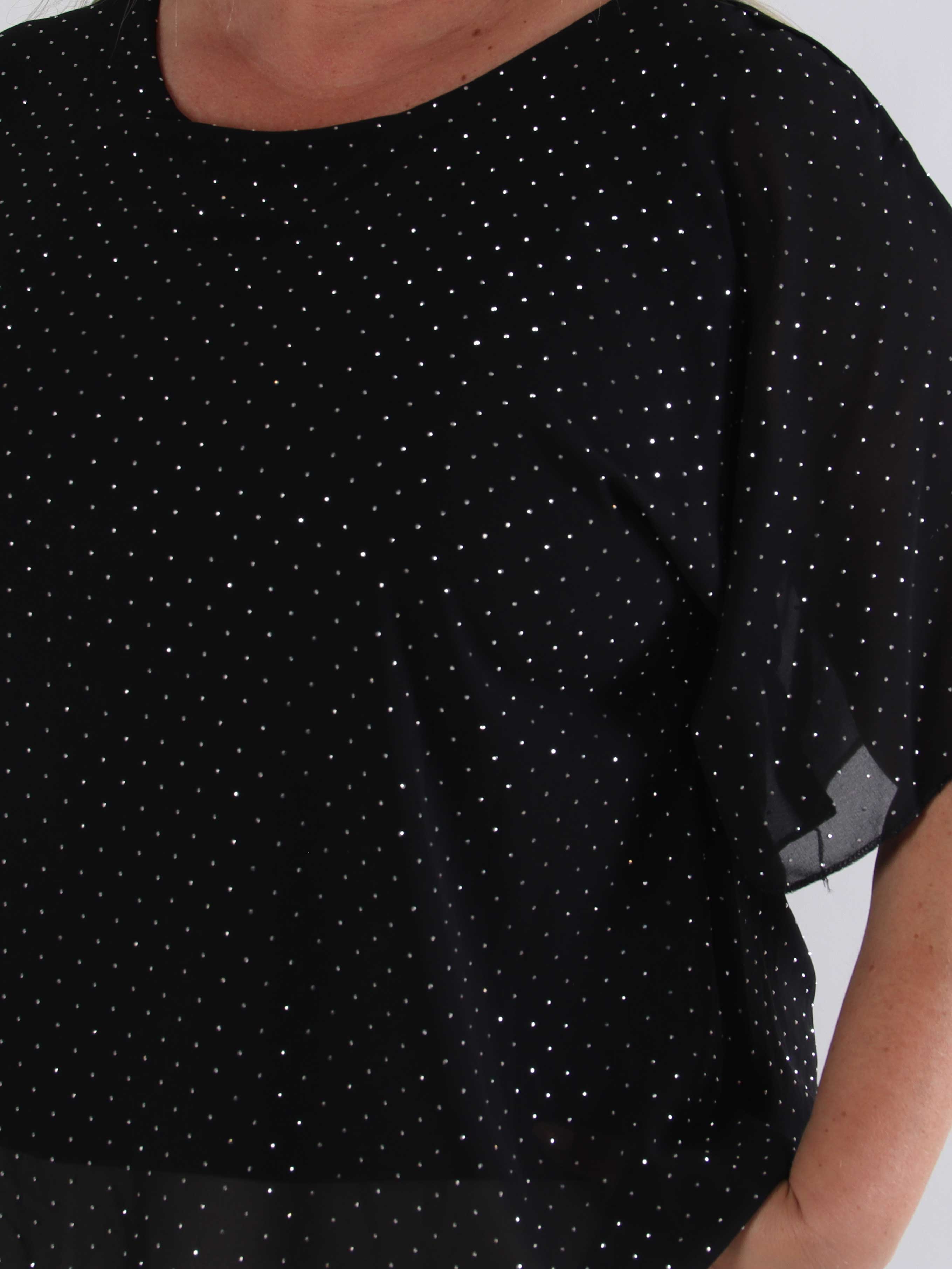 Rosie - Plus size viskos blus med chiffonglager och strass