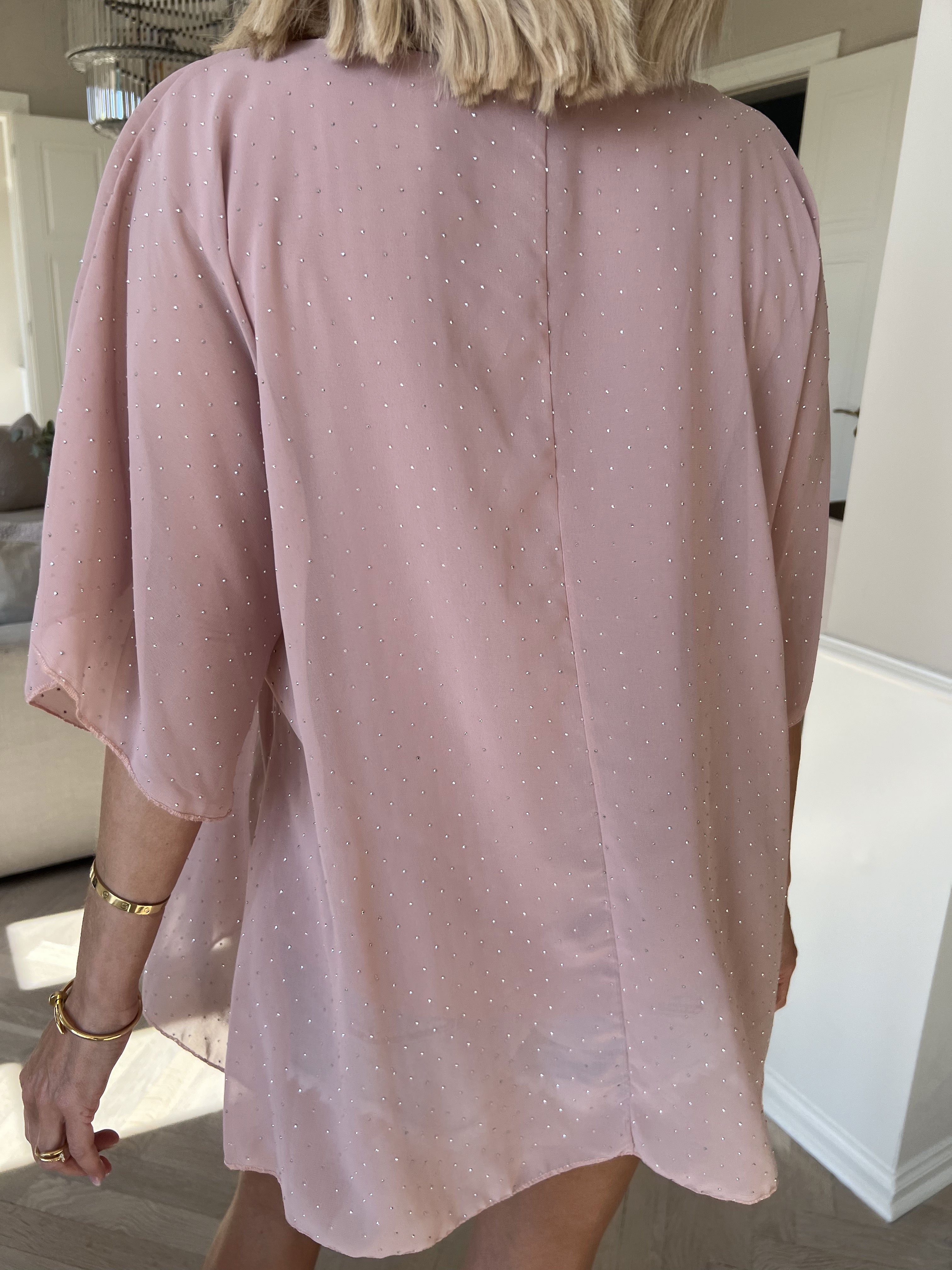 Rosie -Söt viskos blus med chiffonglager och strass