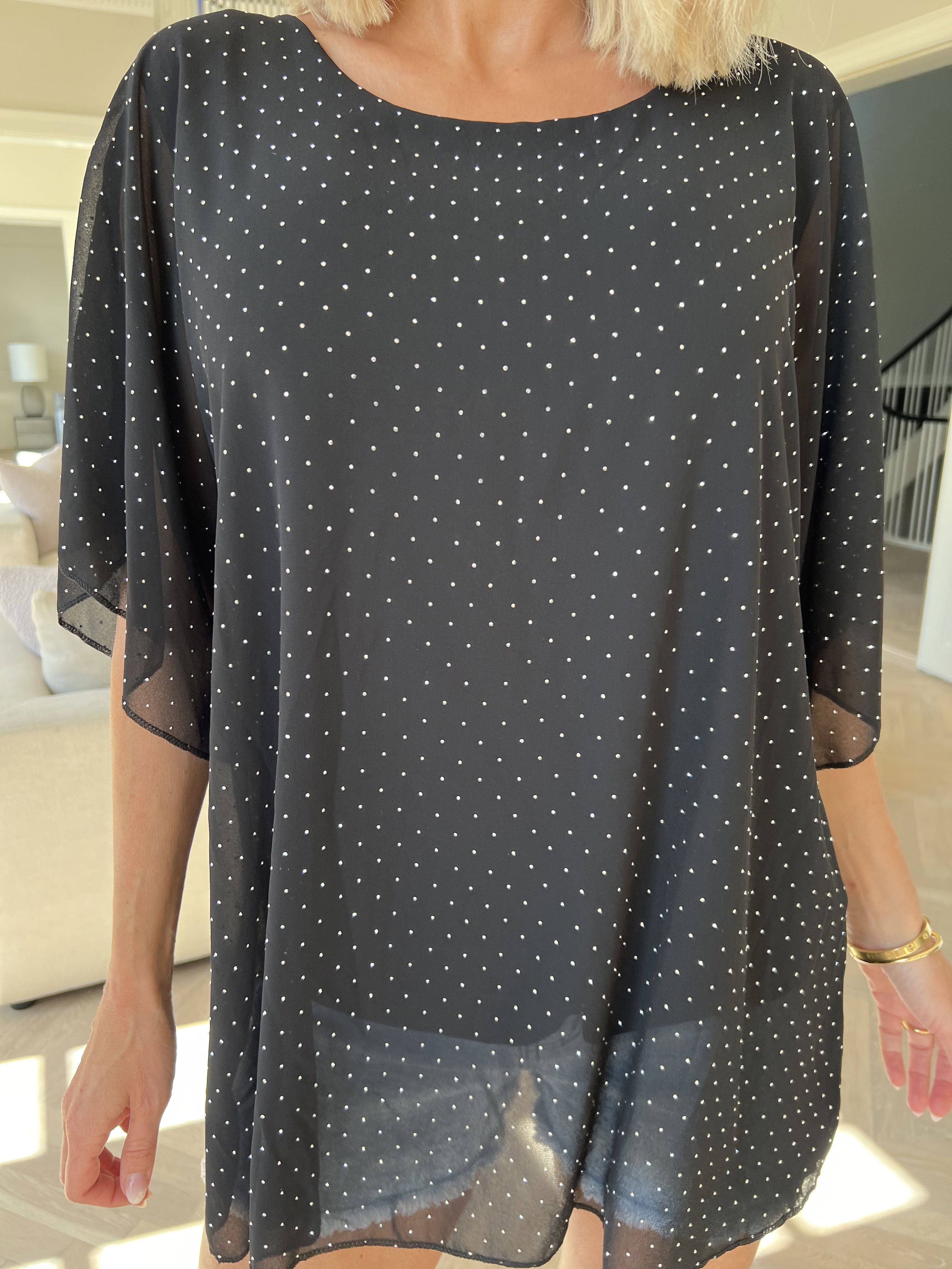 Rosie -Söt viskos blus med chiffonglager och strass