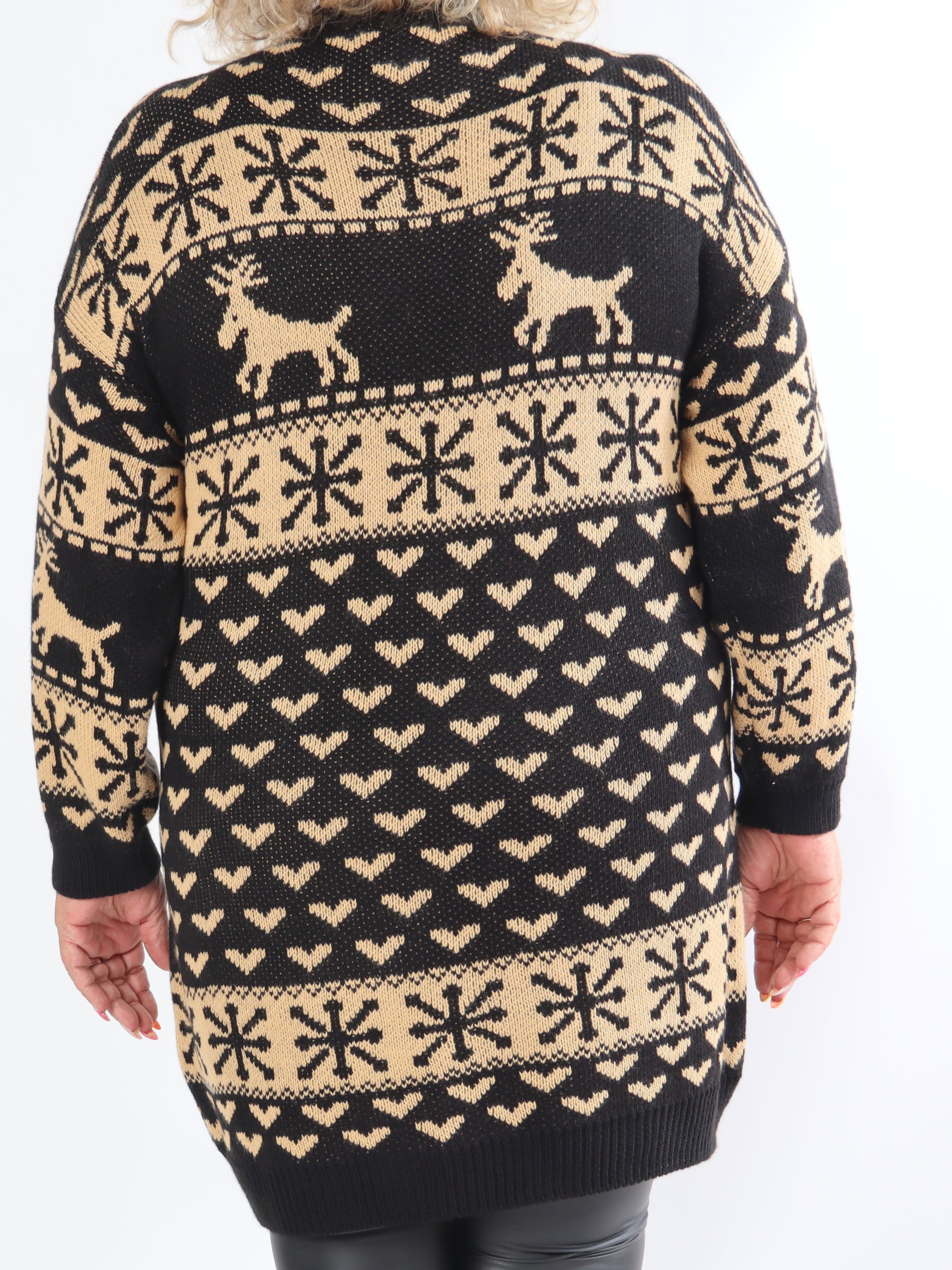 Rudolf - Söt stickad klänning i plusstorlek med julmotiv