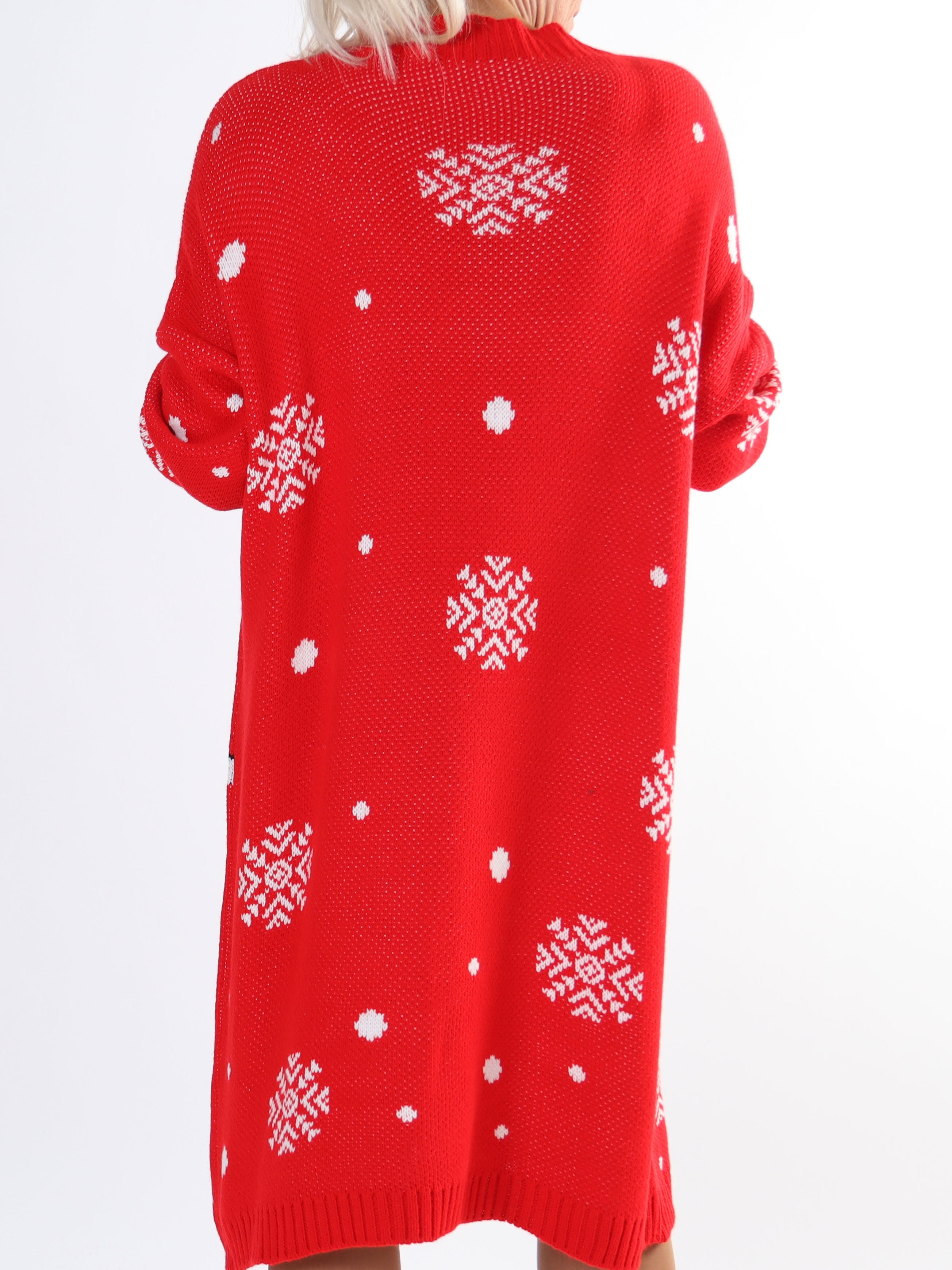 Rudolf - Stickad julklänning i plus size med rudolfmotiv