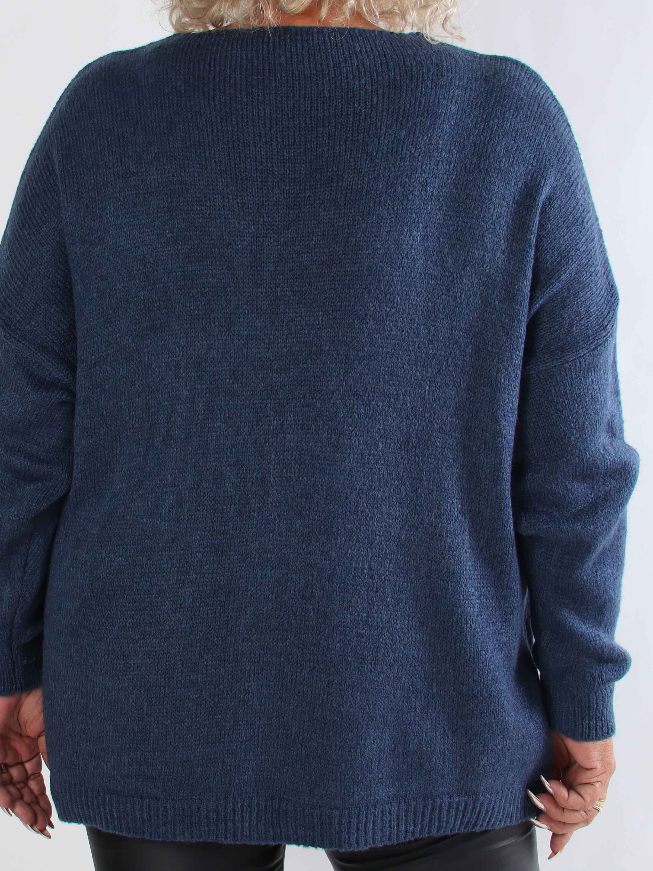 Rydika - Enfärgad stickad tröja dekorerad med fina pärlor