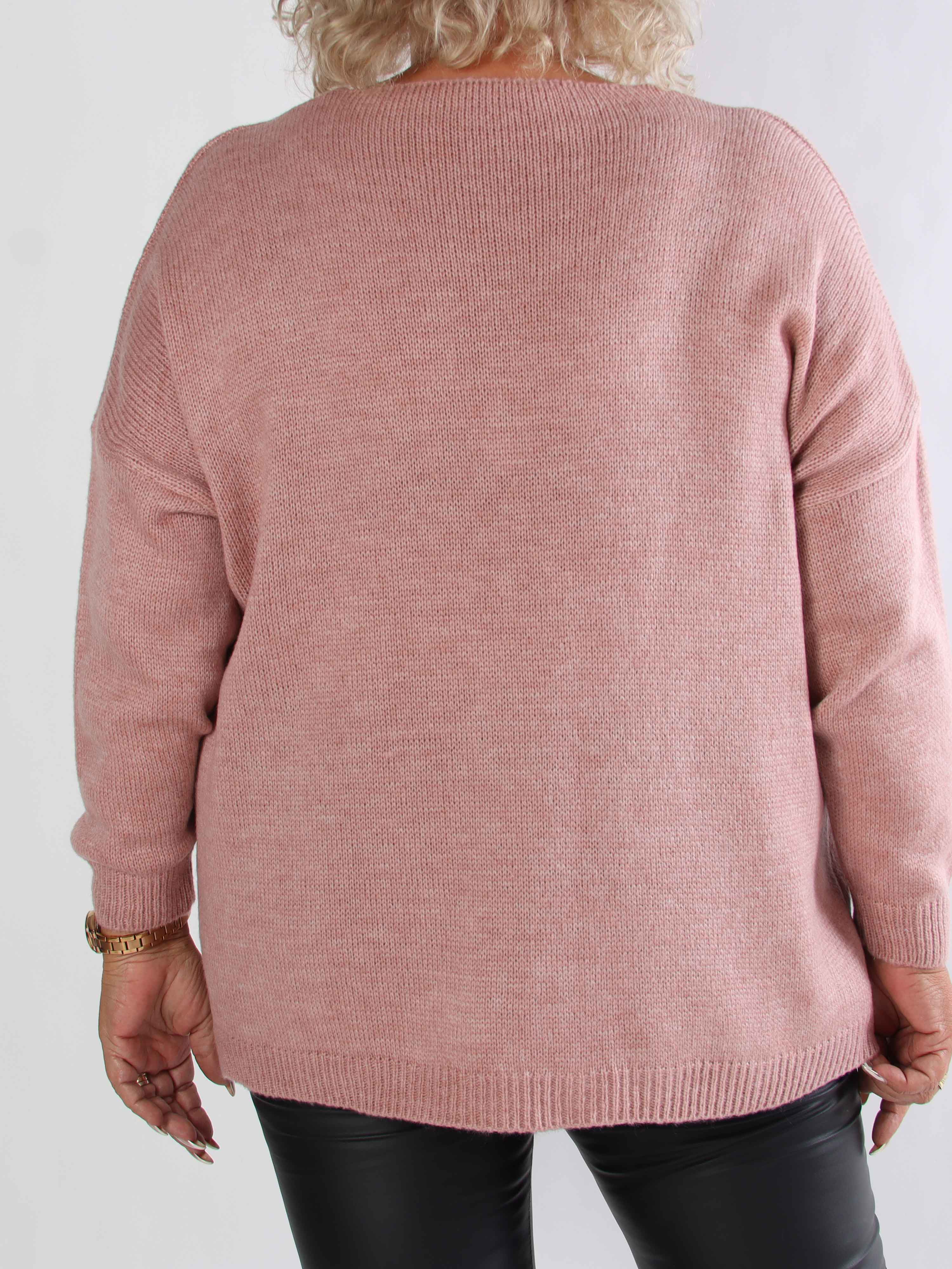 Rydika - Enfärgad stickad tröja dekorerad med fina pärlor