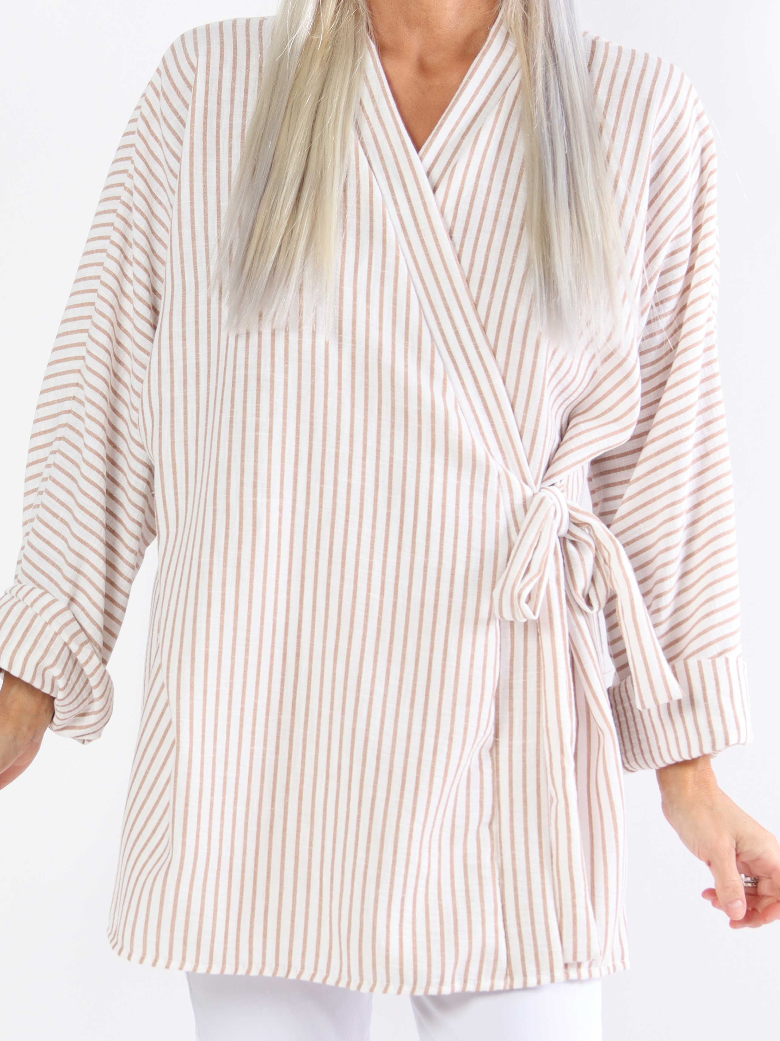 Sarah Stripe - Söt randig omlott-tunika i plusstorlek