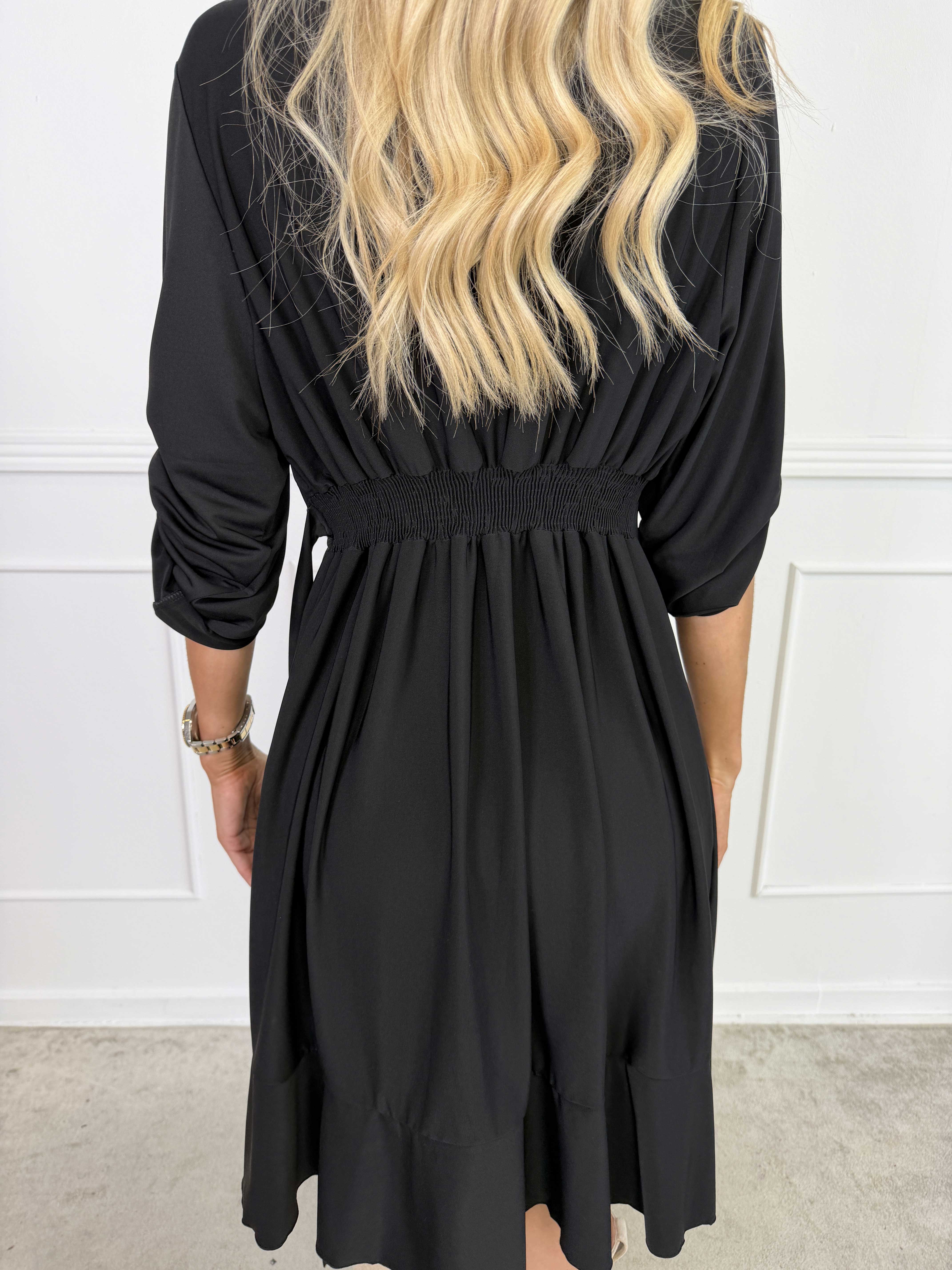 Savina Plain - Stretchig långärmad omlottklänning