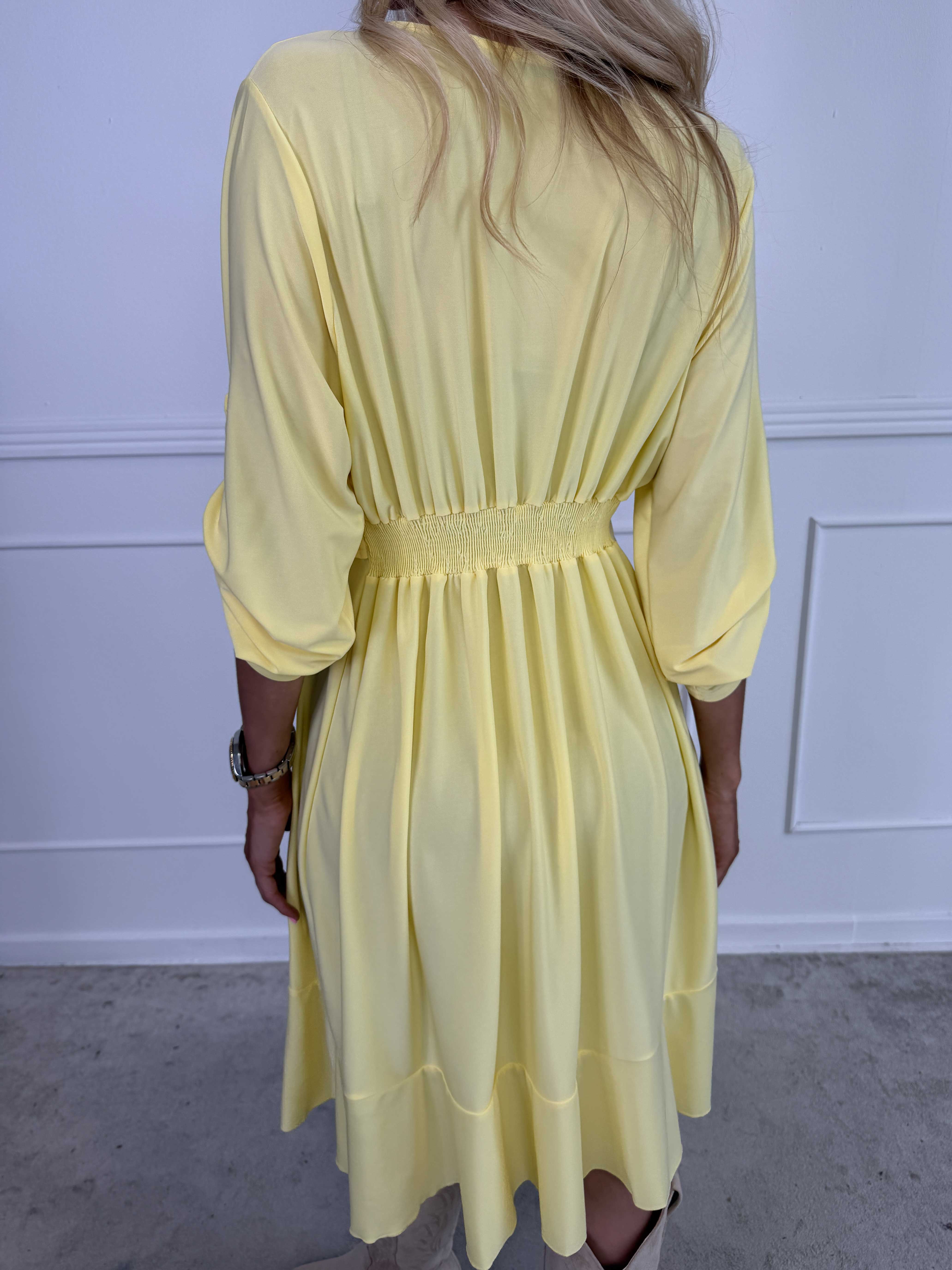 Savina Plain - Stretchig långärmad omlottklänning