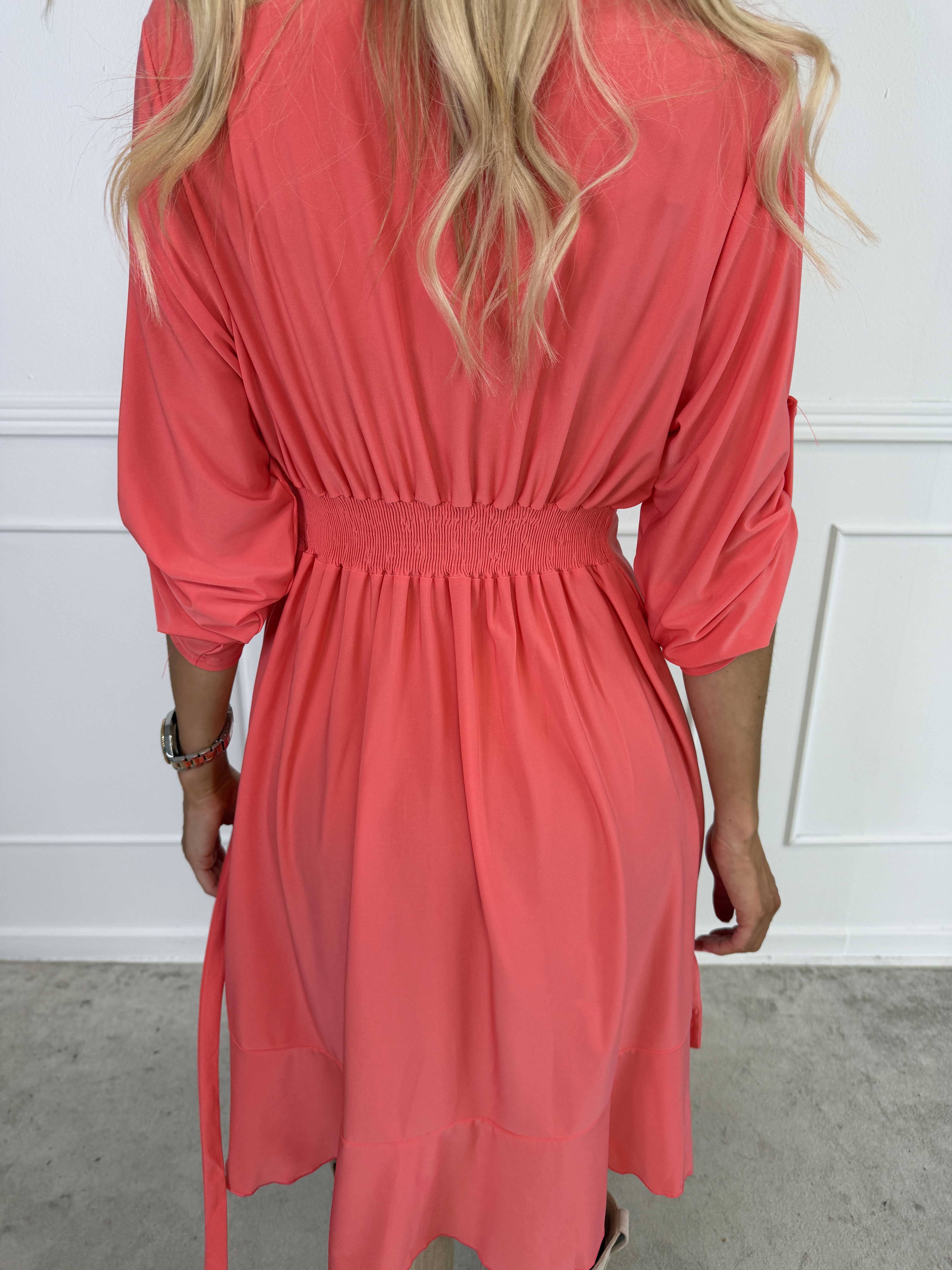 Savina Plain - Stretchig långärmad omlottklänning