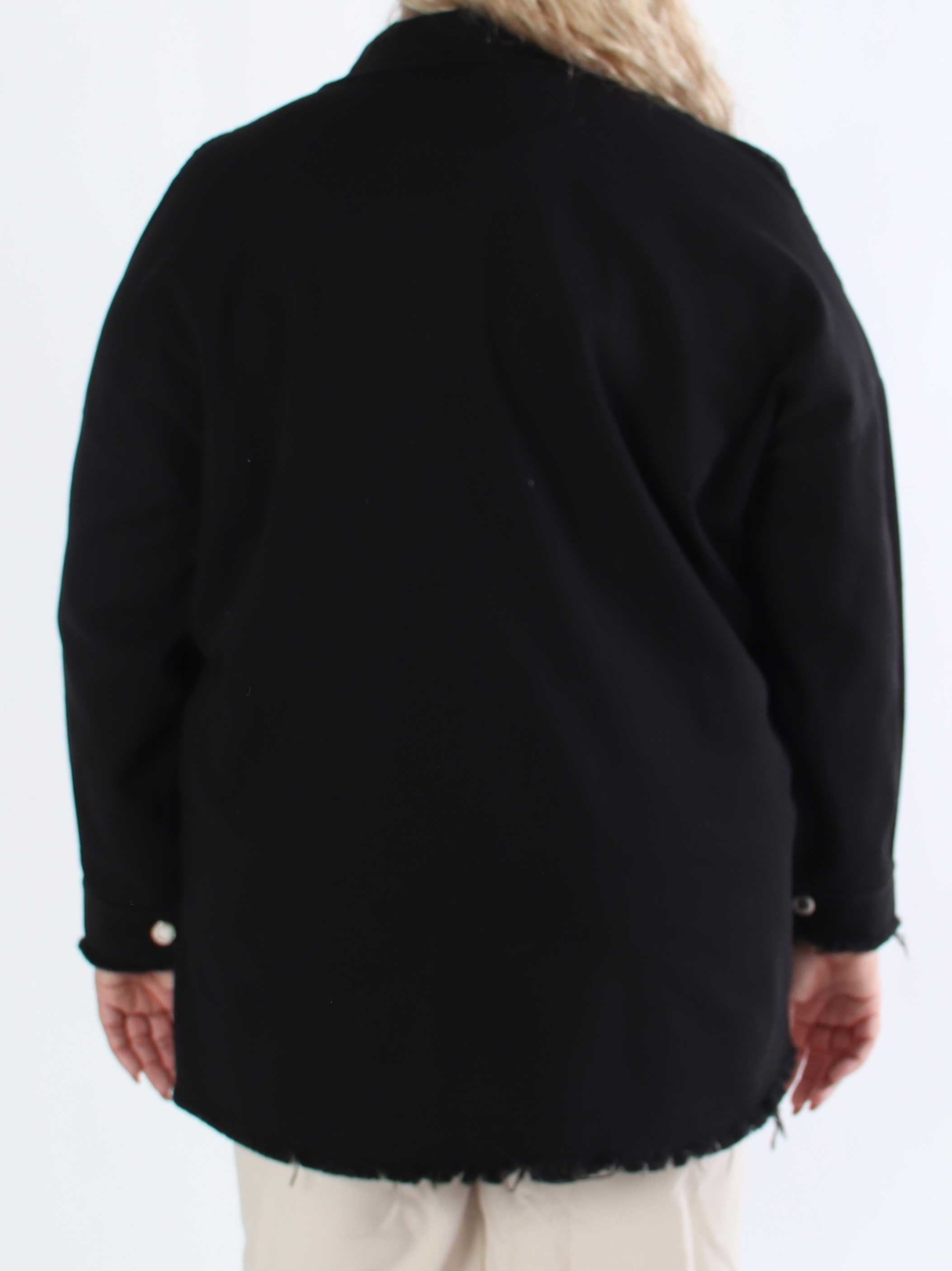 Scarlett - Jeansjacka i plusstorlek med spets på axlarna