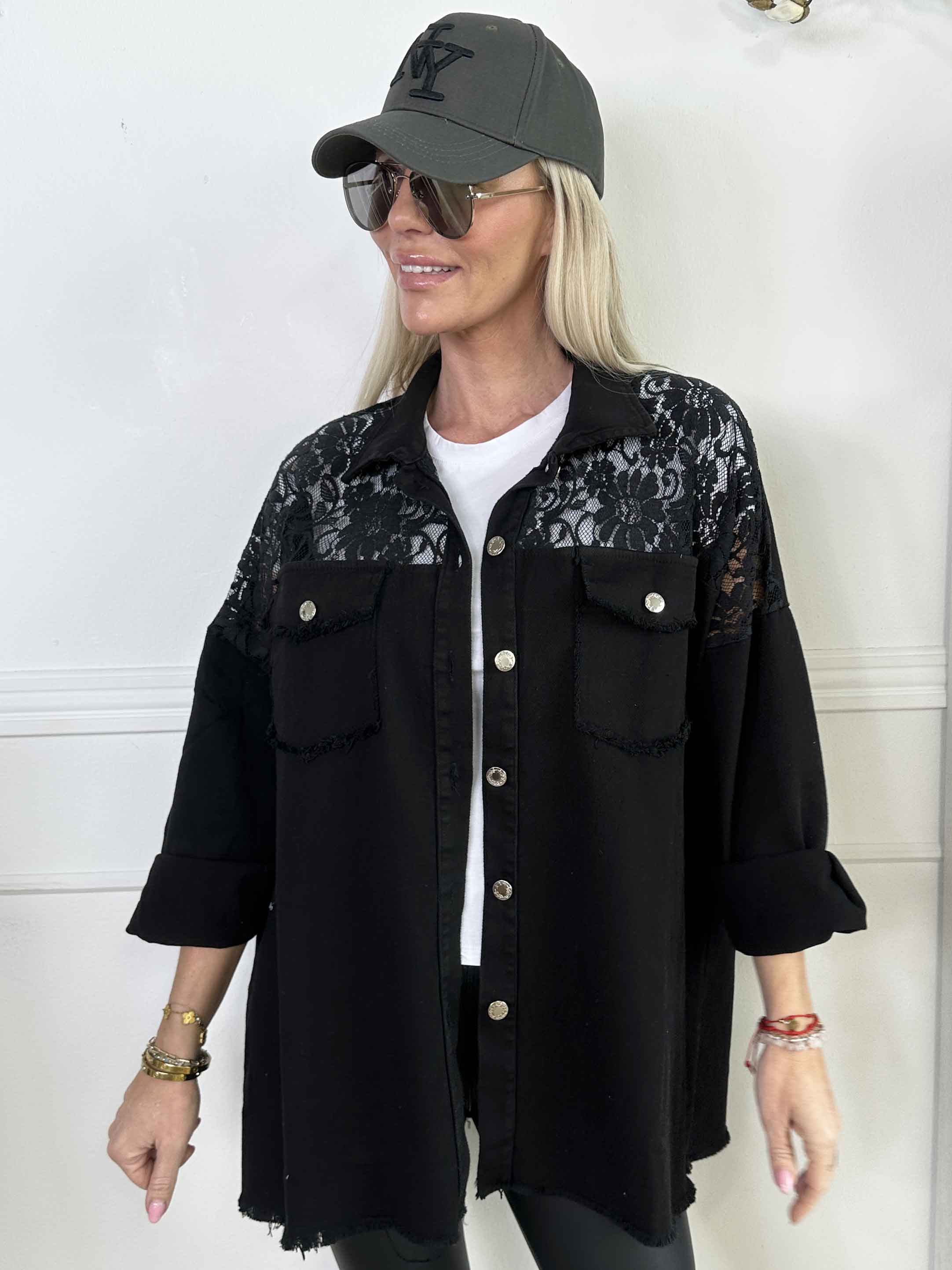 Scarlett - Jeansjacka med axlar av spets