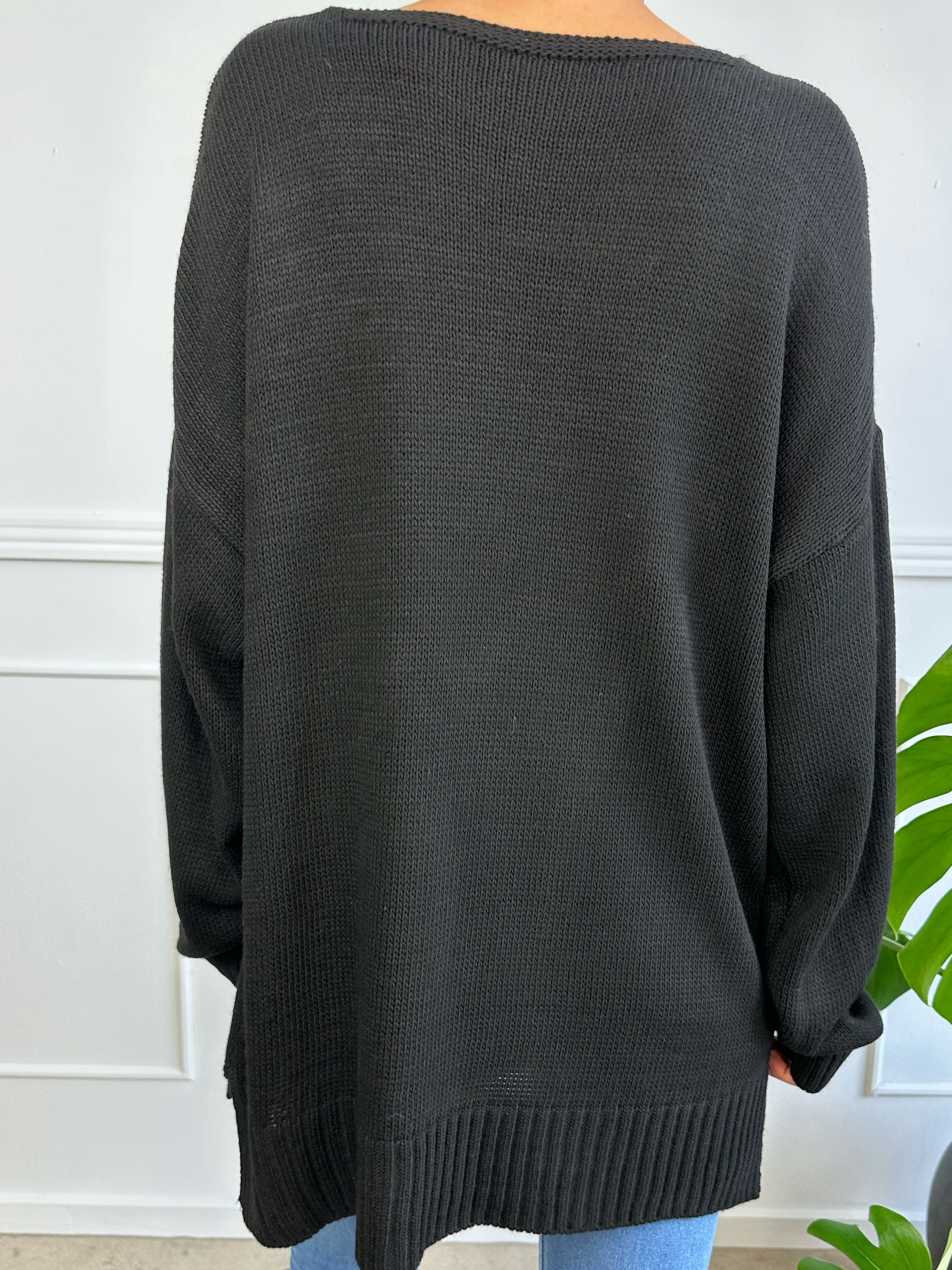 Shaima - Simpel oversized tröja med fickor