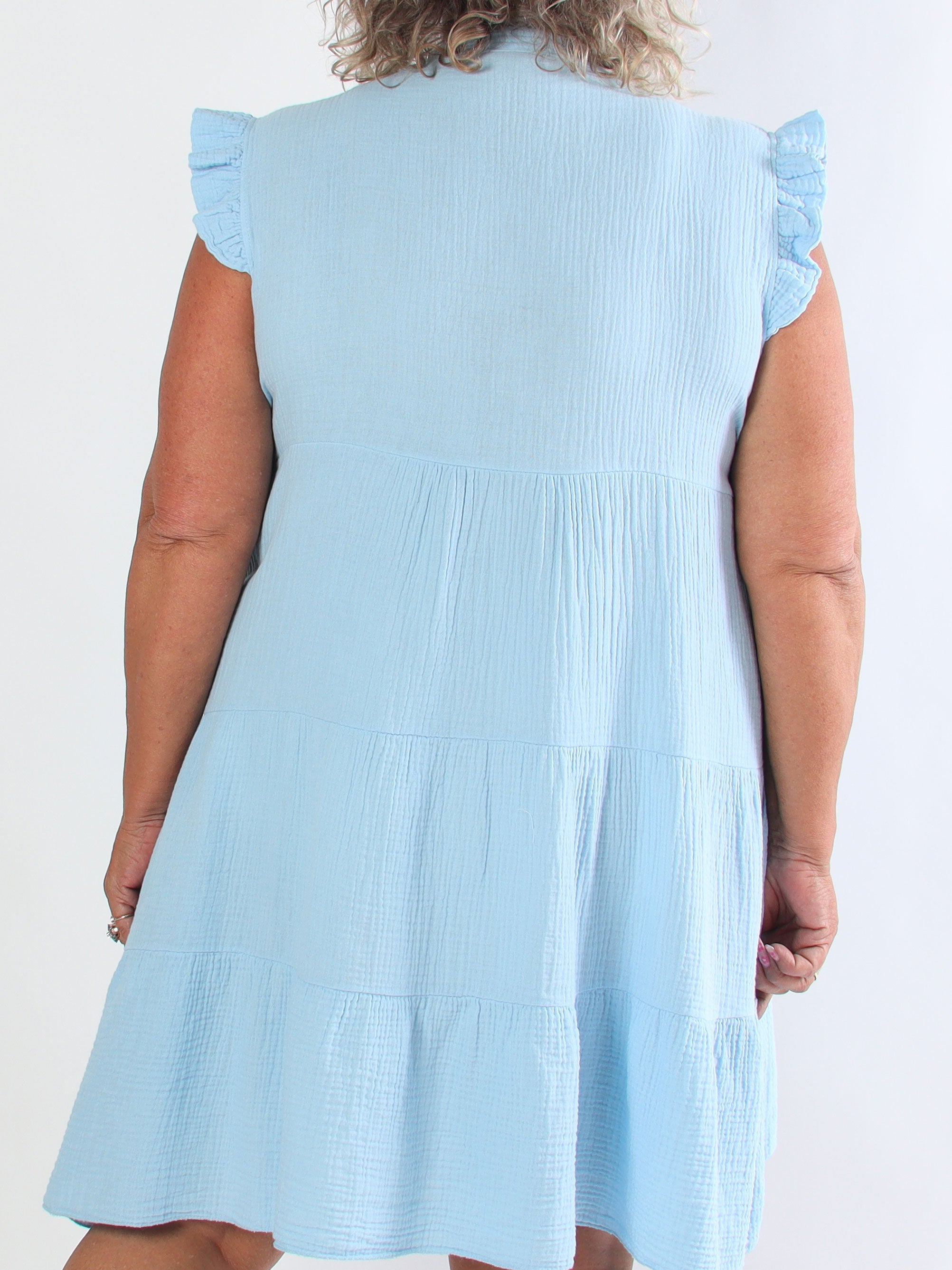 Layla Plain - Plus size kjole i lag-på-lag design af blødt bomulds musselinstof