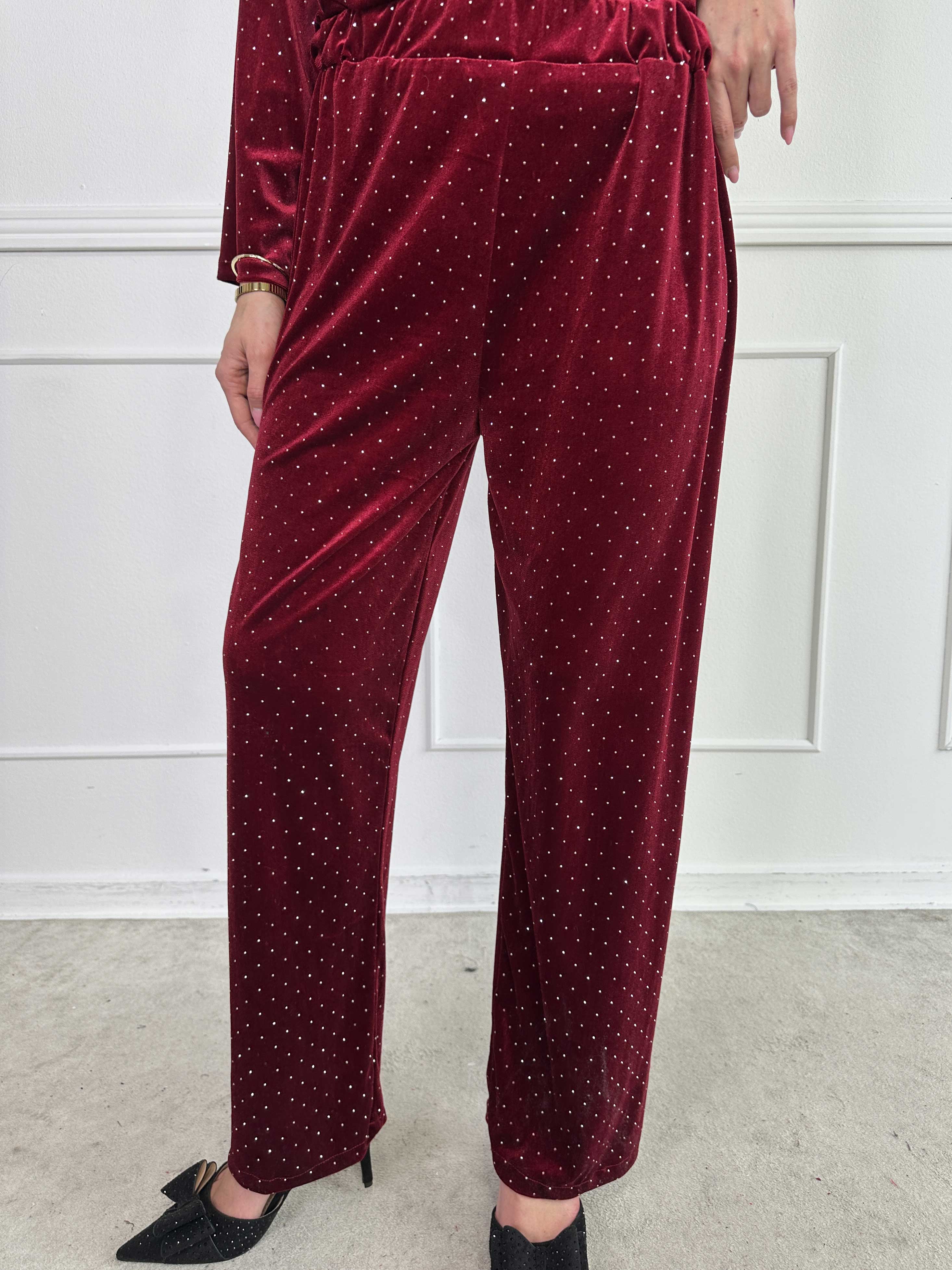 Sparkling - Blødt velour sæt med skinnede sten