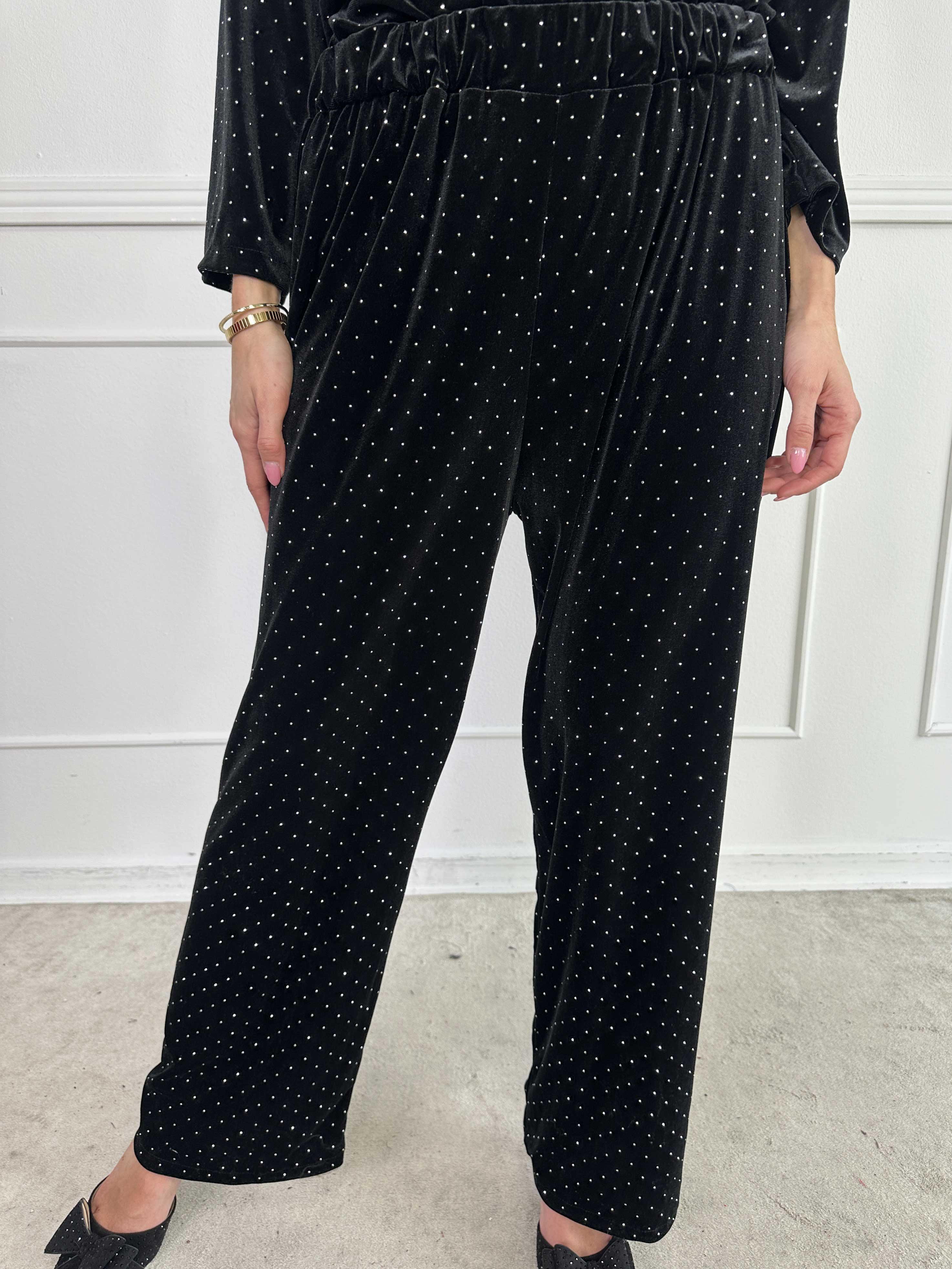 Sparkling - Blødt velour sæt med skinnede sten