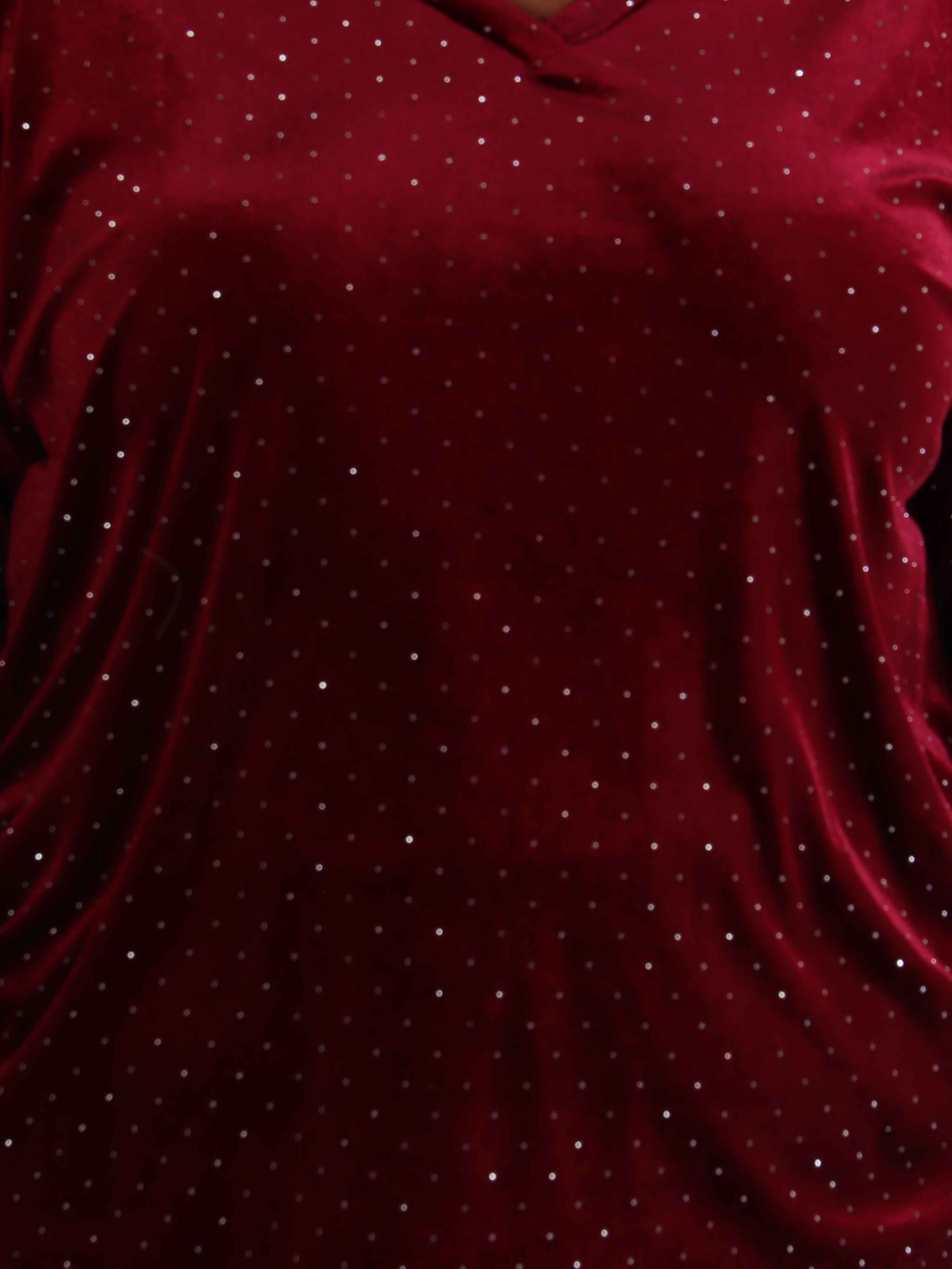 Sparkling - Blødt velour plus size sæt med skinnede sten