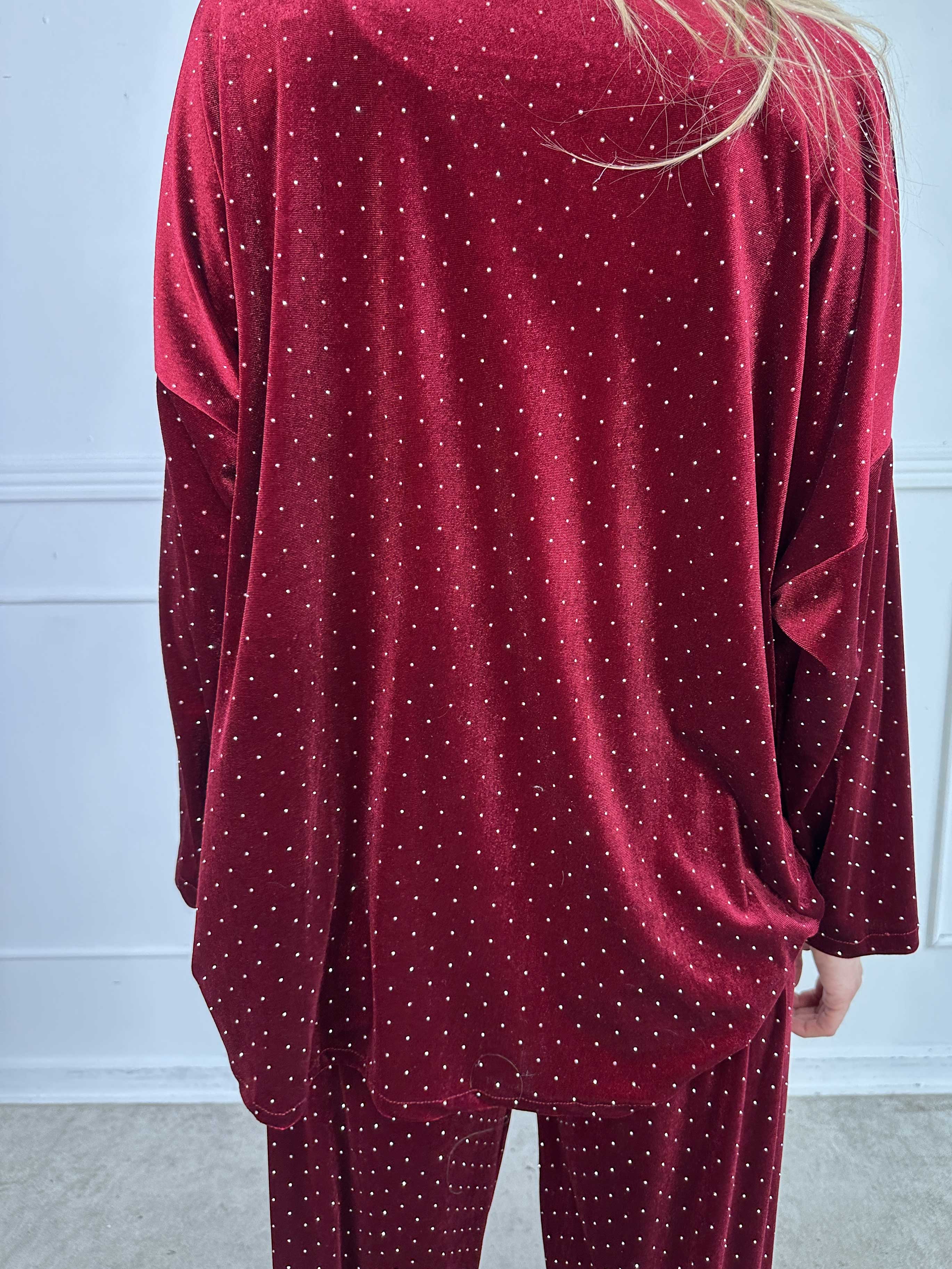 Sparkling - Blødt velour sæt med skinnede sten