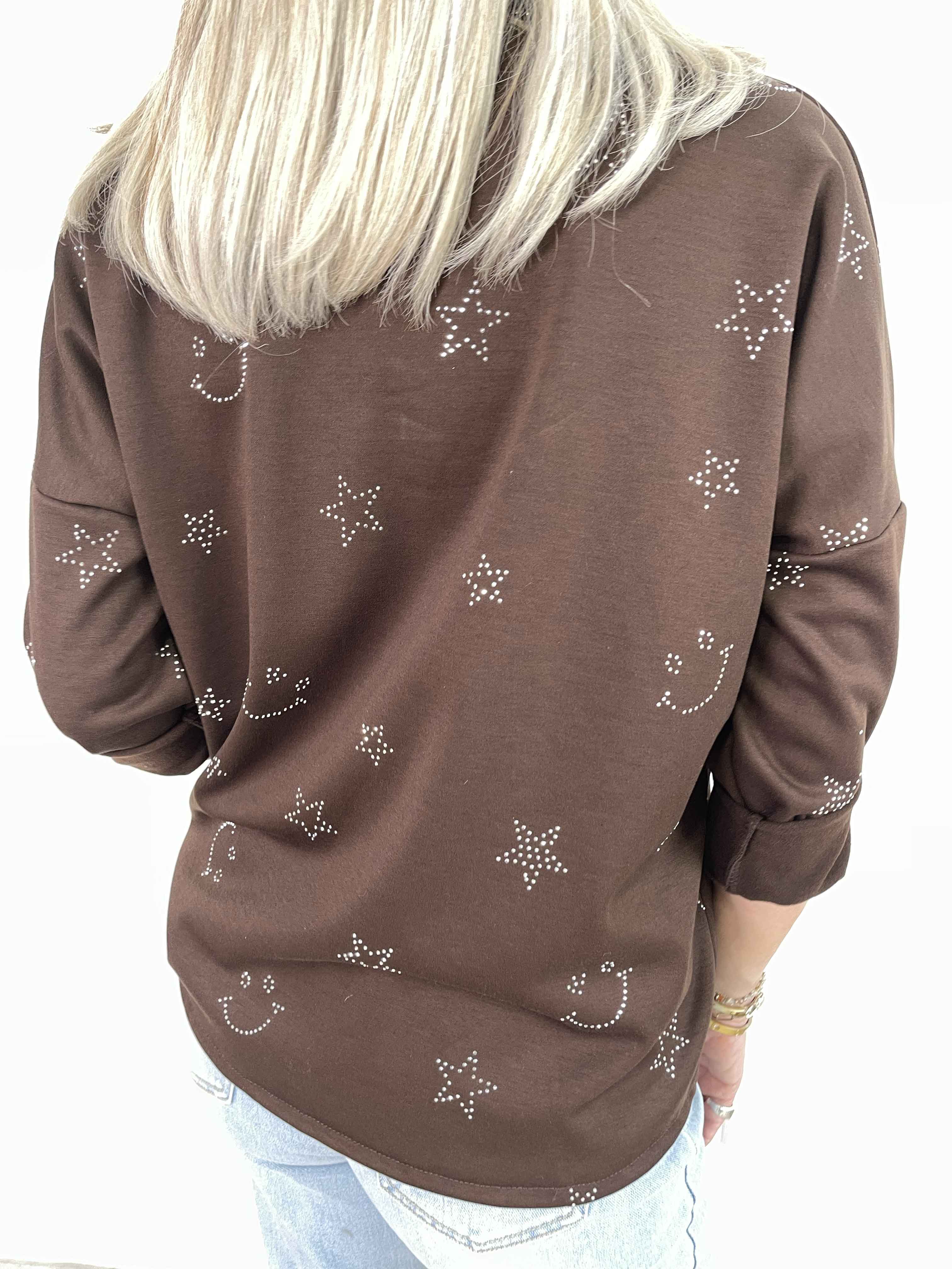 Star - Mjuk skjorta med smiley och strassstjärnor