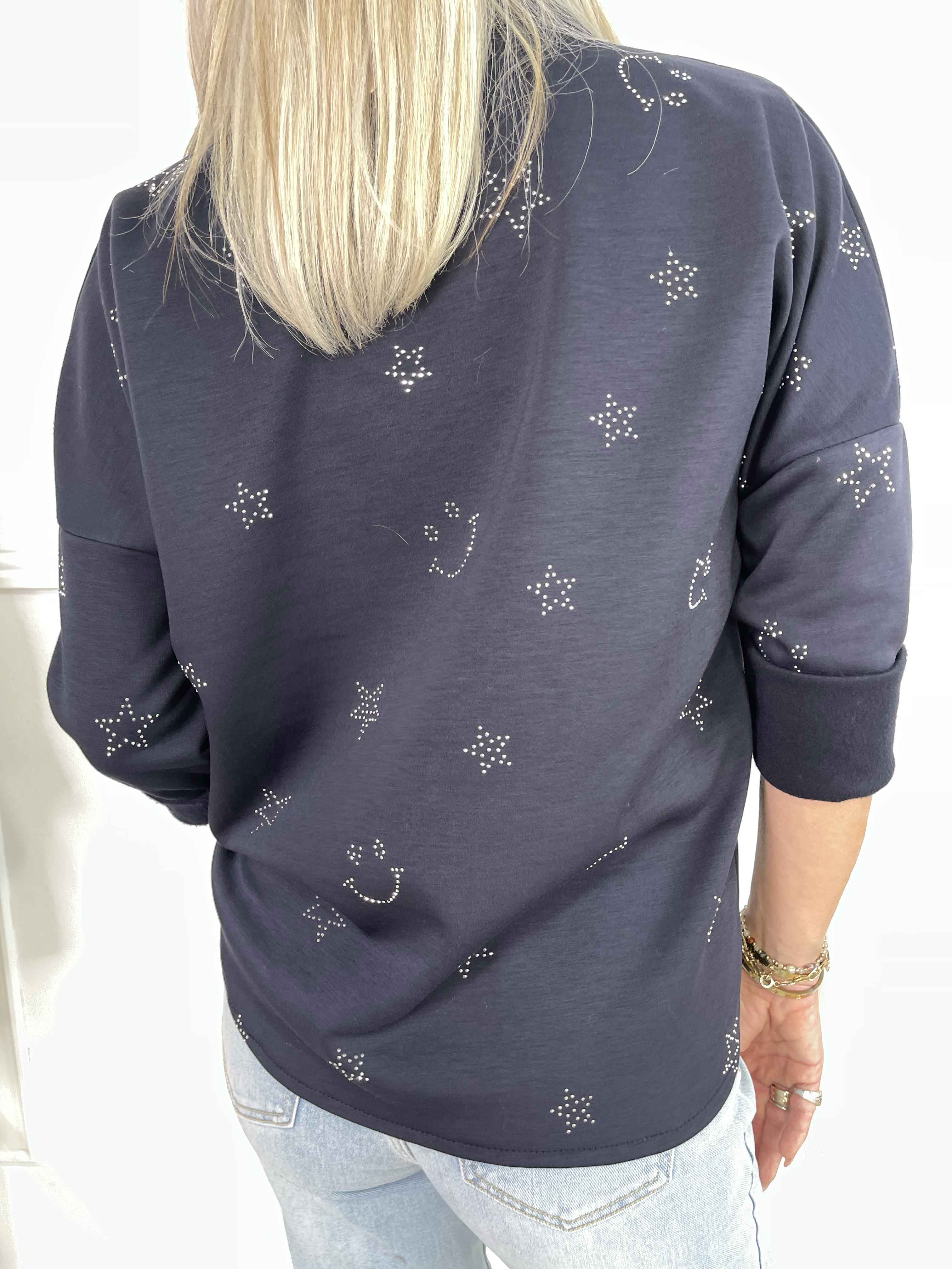 Star - Mjuk skjorta med smiley och strassstjärnor