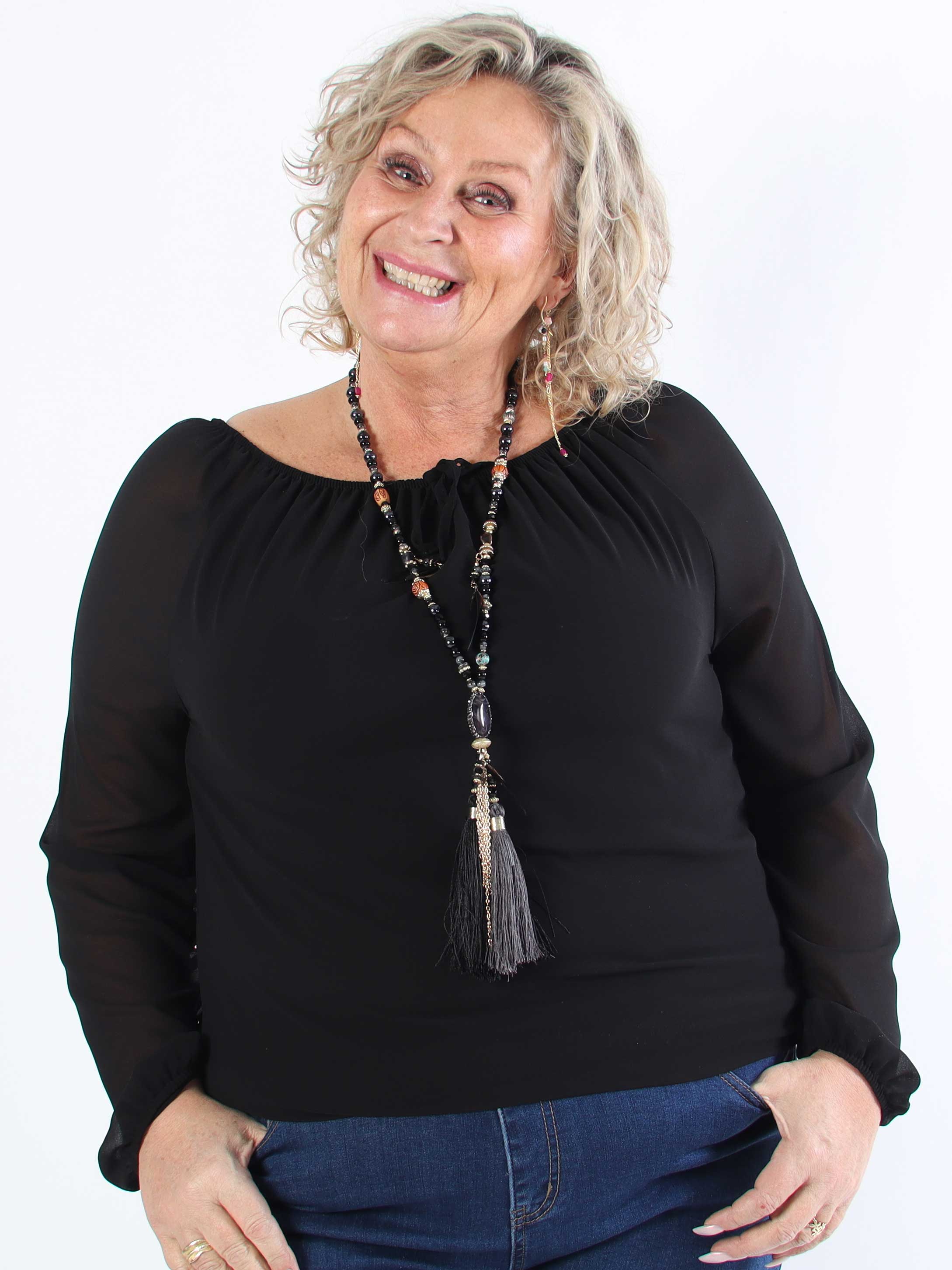 Stef - Fin tunika i chiffonglager med resår i nederkanten