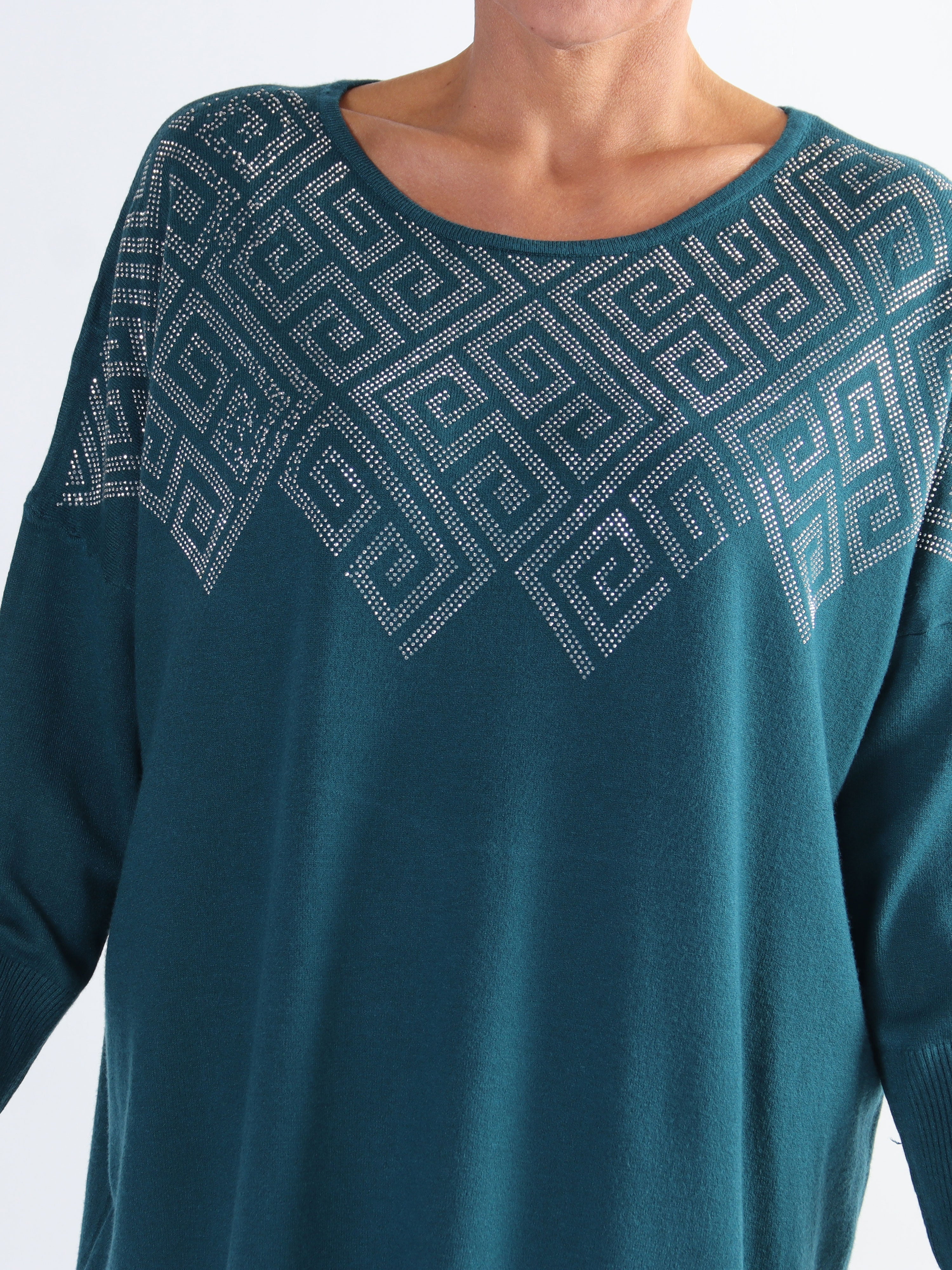 Luna - Mjuk stickad plus size klänning med strass