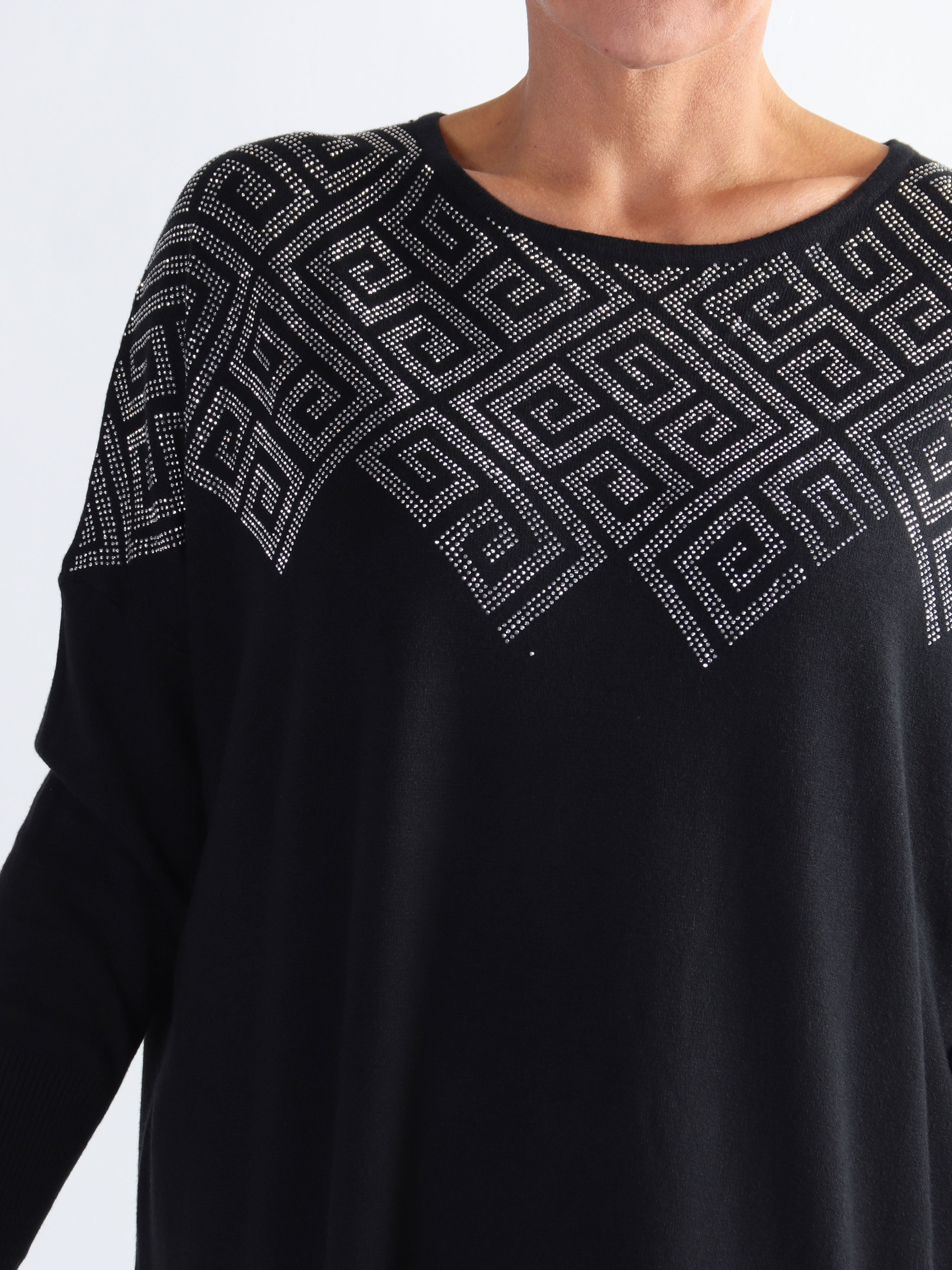 Luna - Mjuk stickad plus size klänning med strass