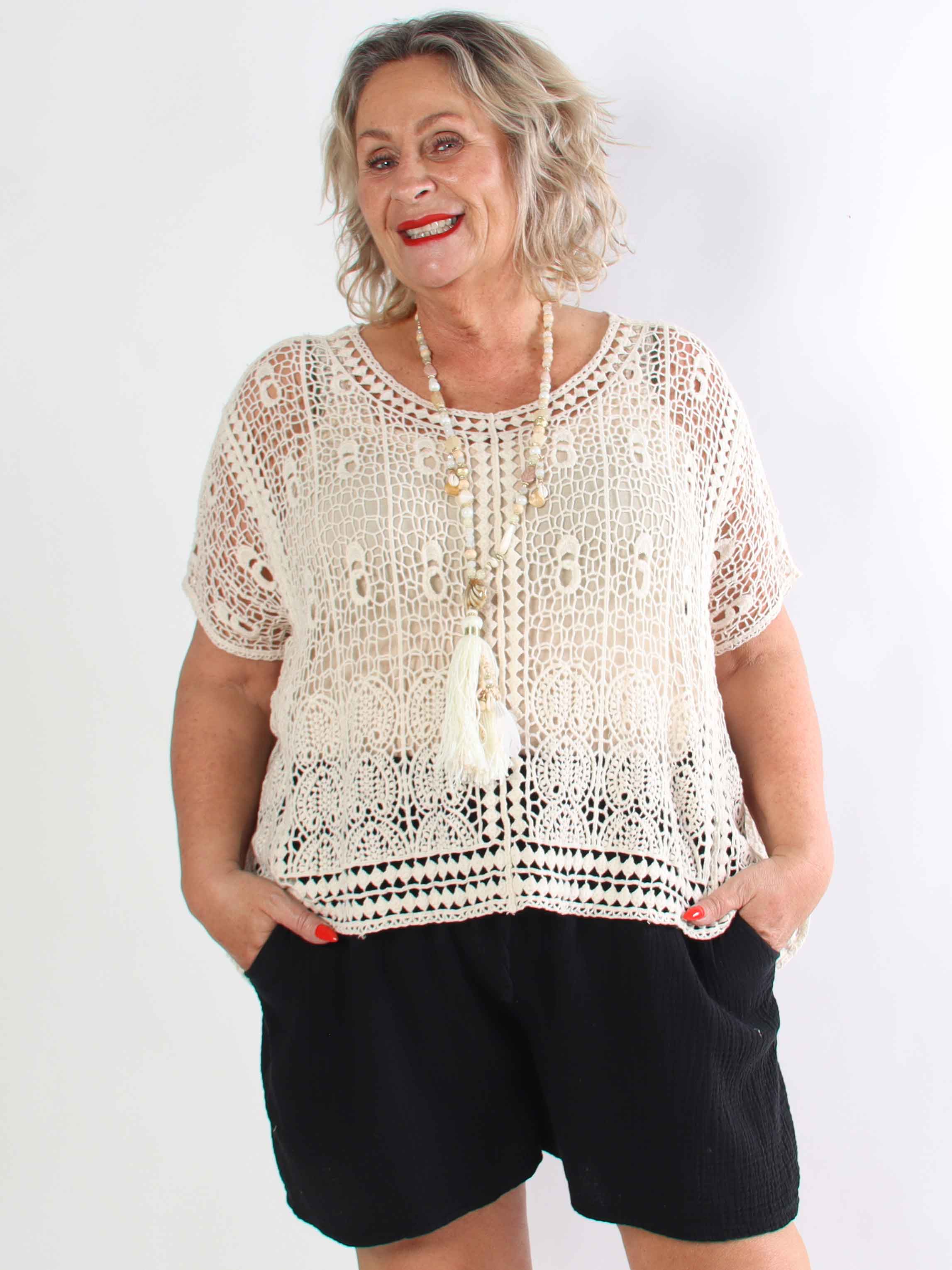 Stevie - Bløde plus size shorts i bomuldsbæk og bølge stof