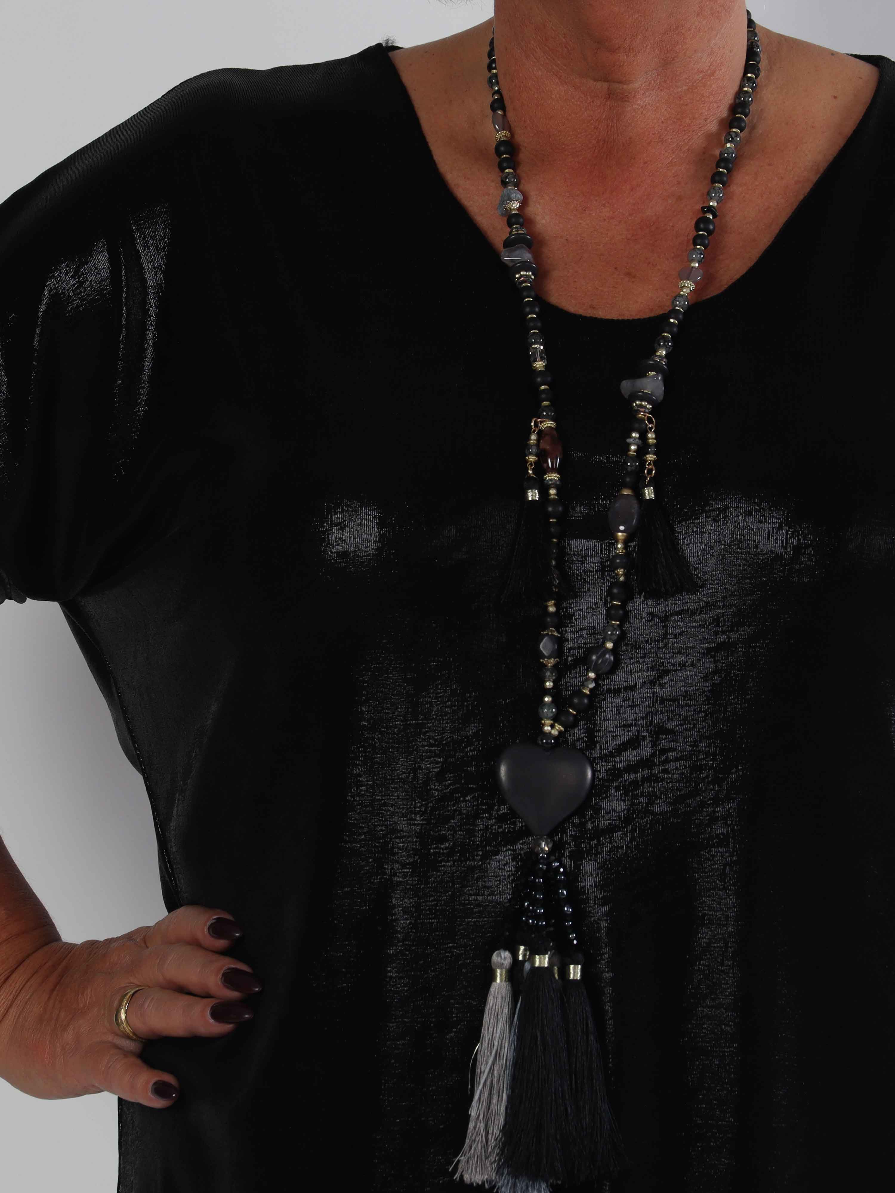 Subira - Glansig plus size tunika med v-ringning