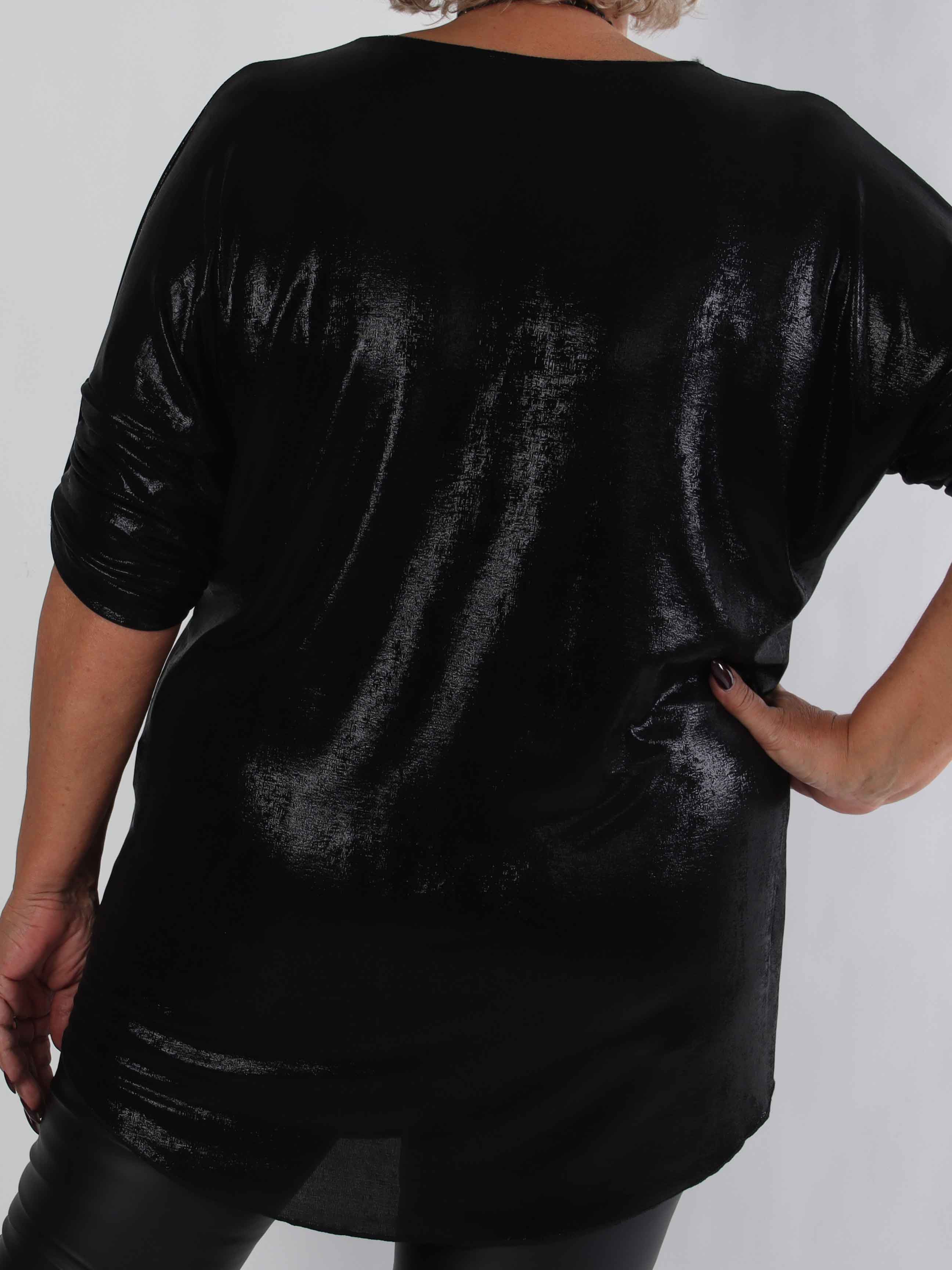 Subira - Glansig plus size tunika med v-ringning