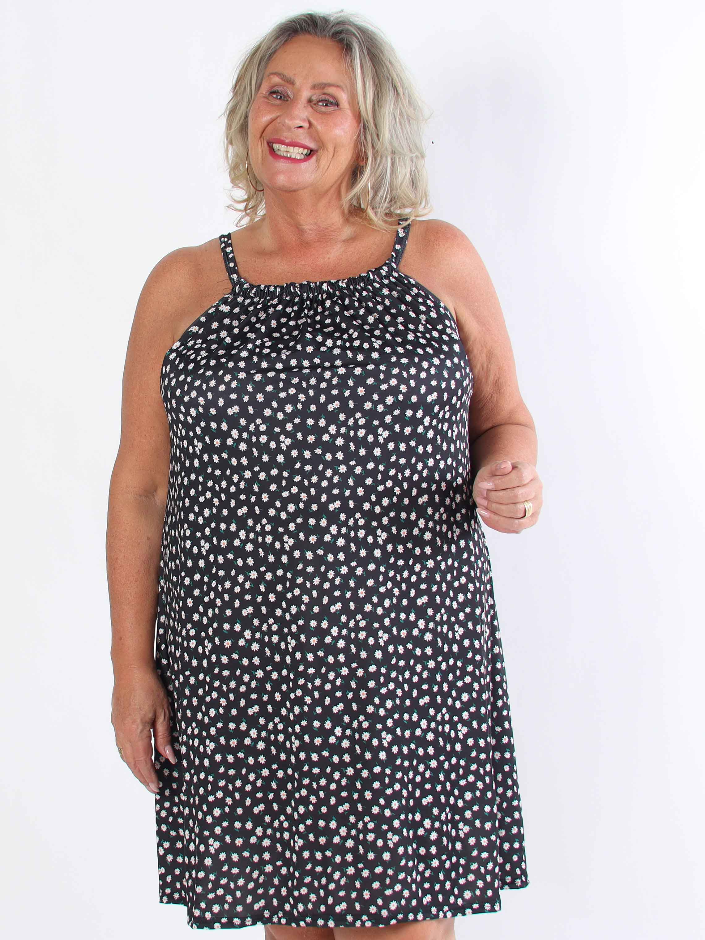 SunLove Small Flower - Elastisk klänning i plusstorlek med blommigt tryck