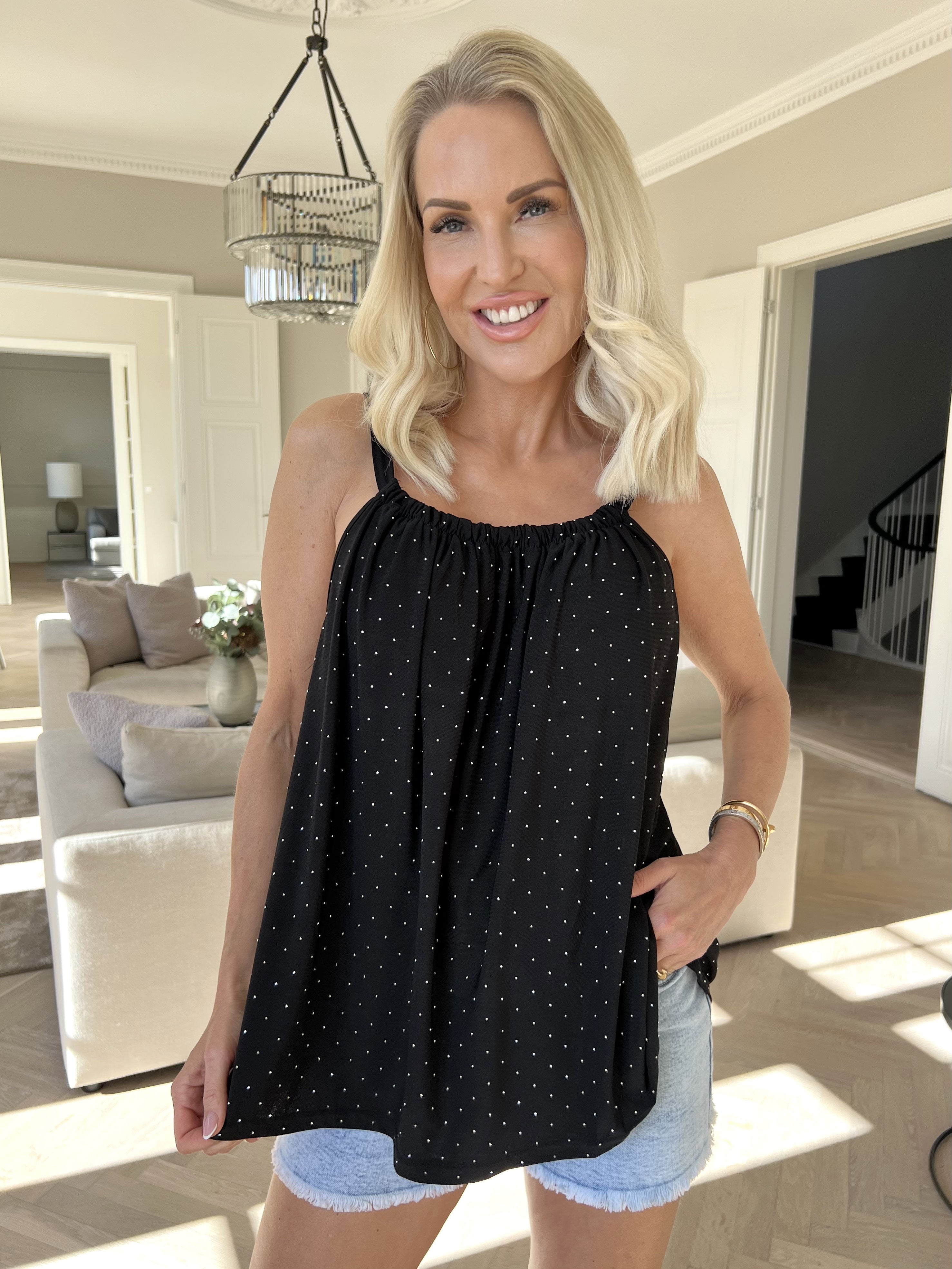 Sunlove Crystal Top - Enfärgad elastisk topp med mock neck