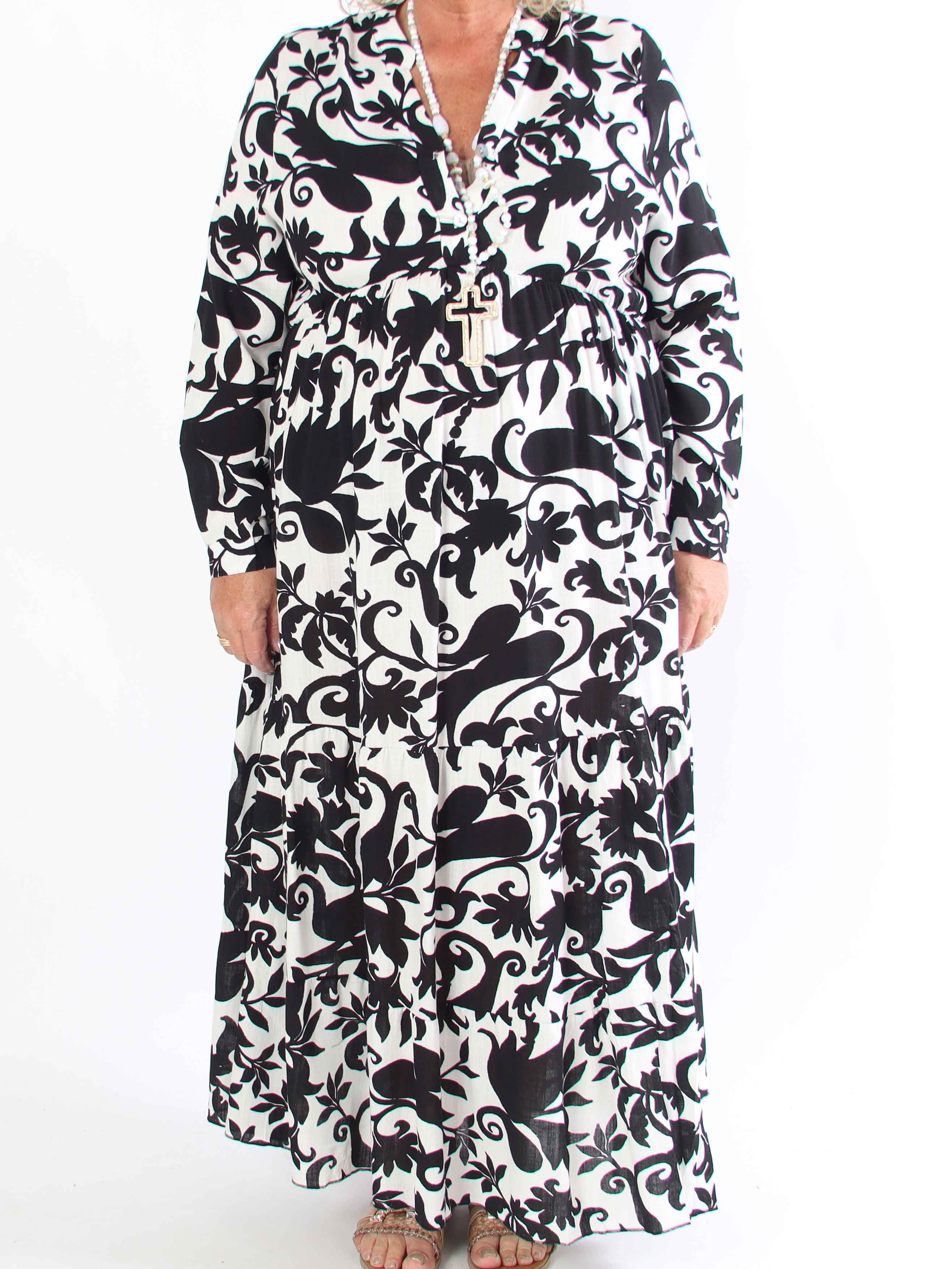 Tasha - Sommarklänning i viskos i stor storlek med blommigt tryck