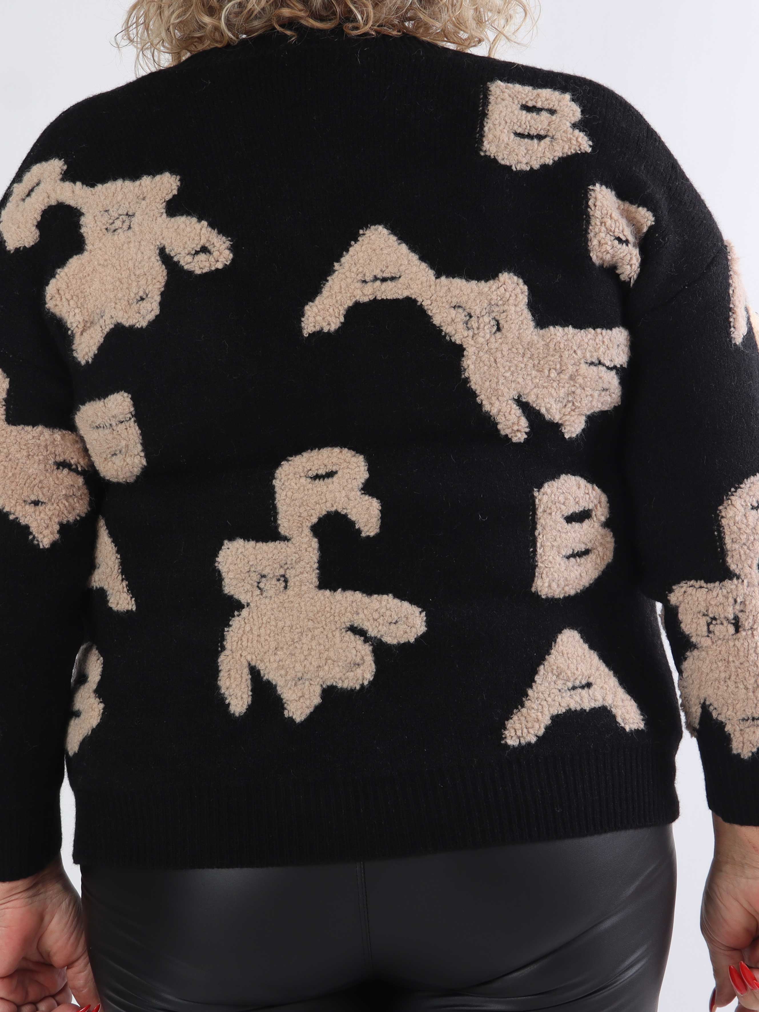 Teddy - Söt stickad cardigan i plus size med teddybjörnar