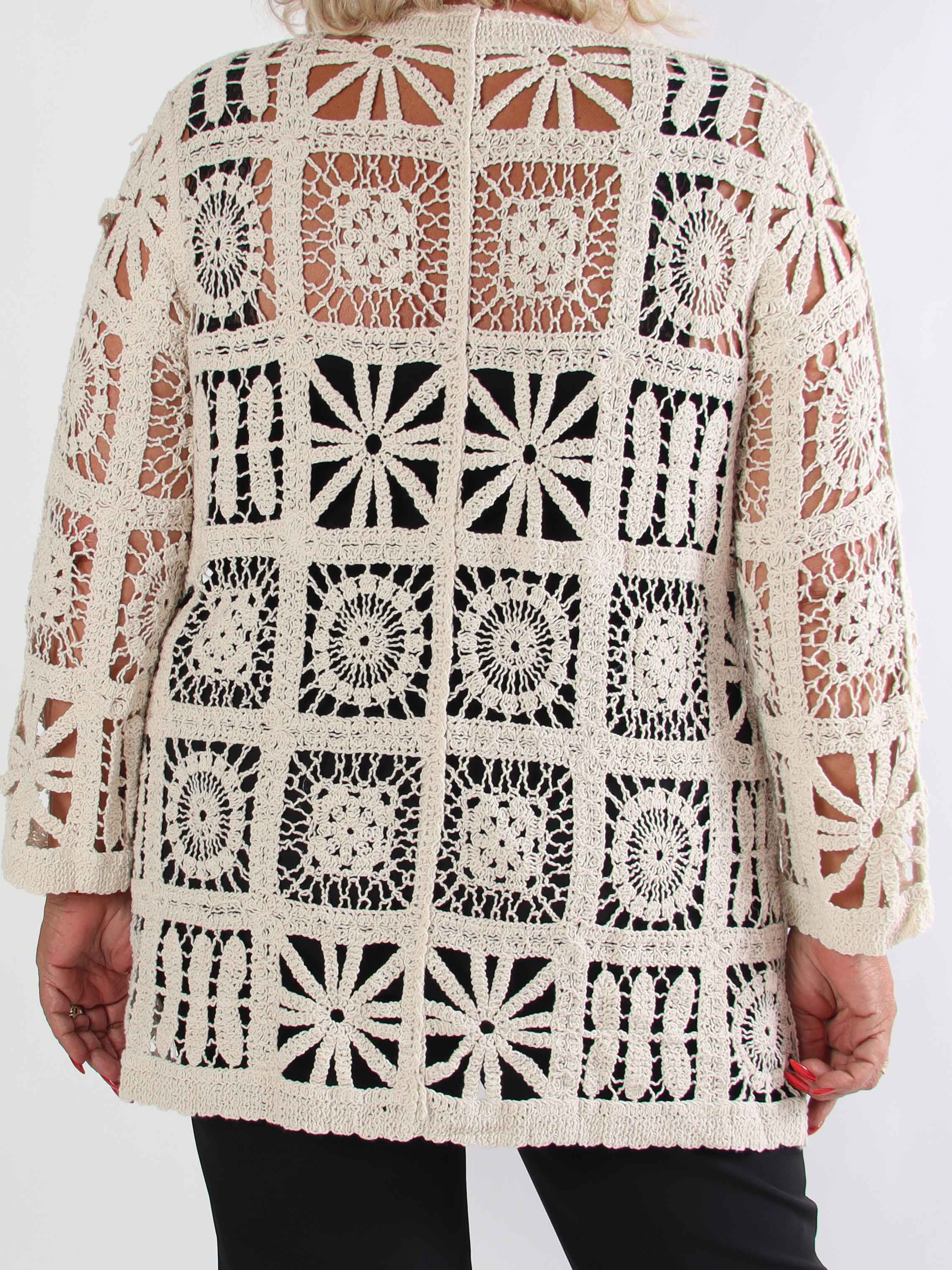 Temari - Virkad plus size kofta i bomull med knappar