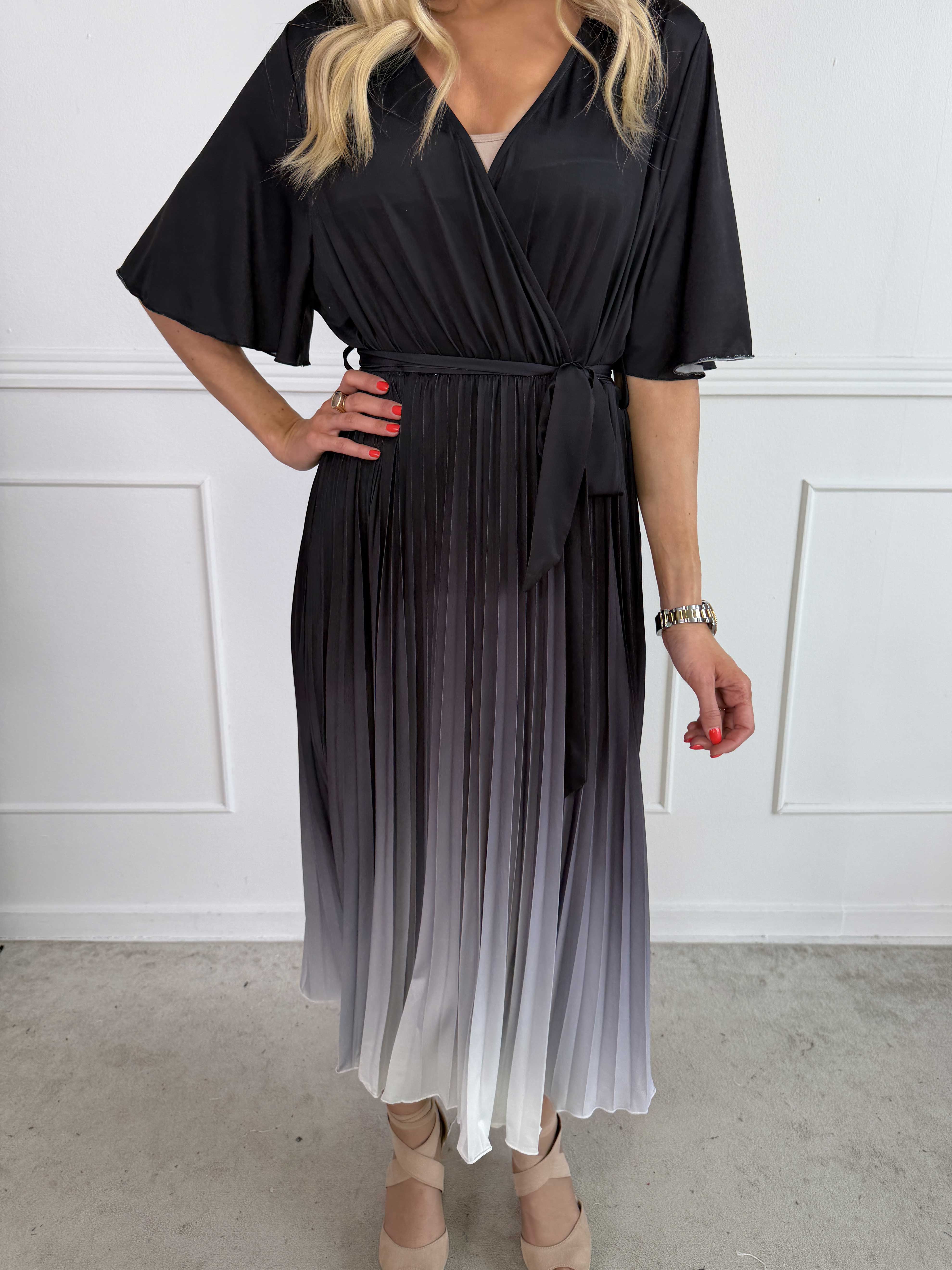 Toledo Fade - Fin elastisk flerfarvet kjole med plisseret skørt