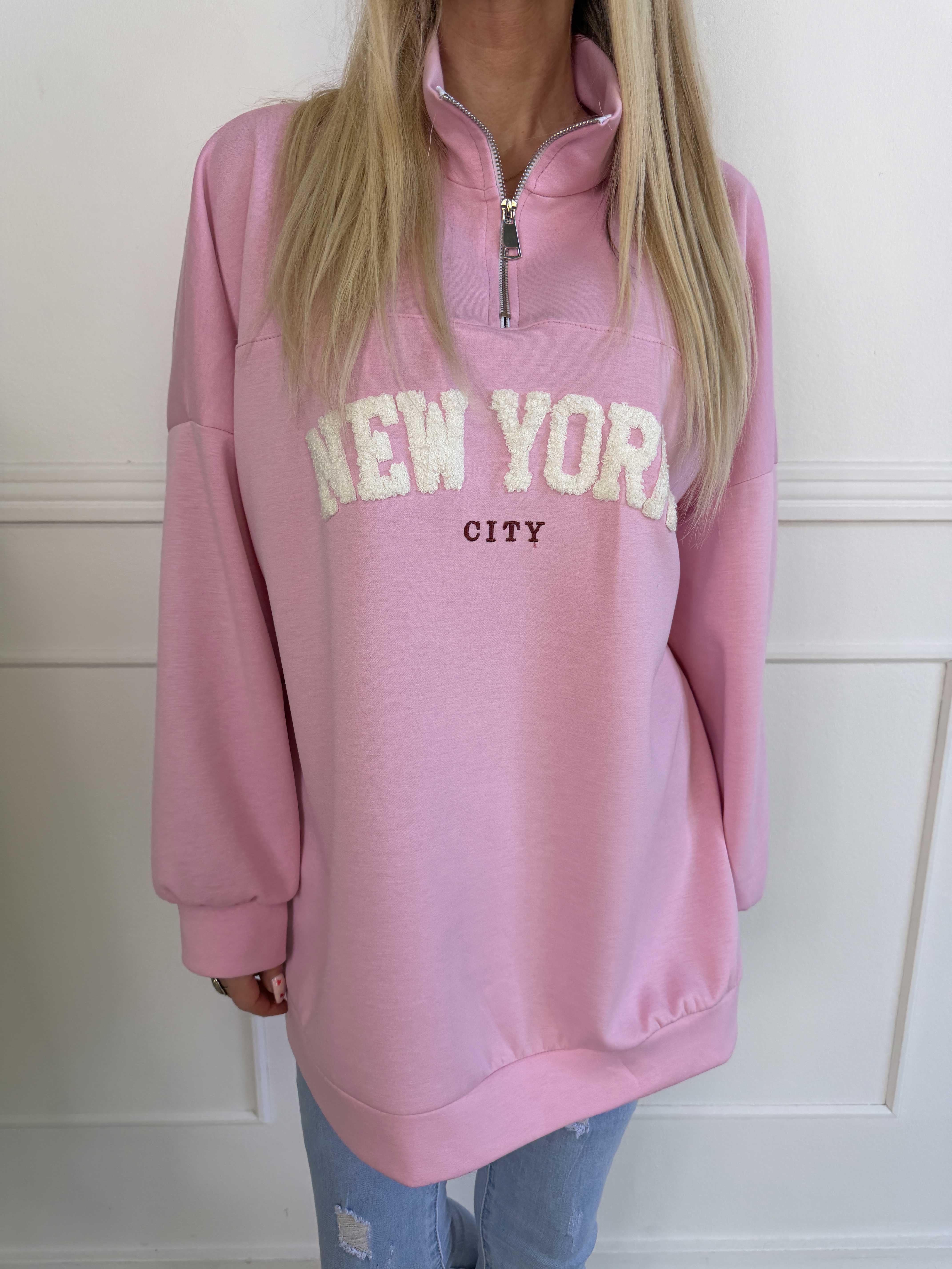 Tracy - Sweatshirt med lynlås og NEW YORK detalje