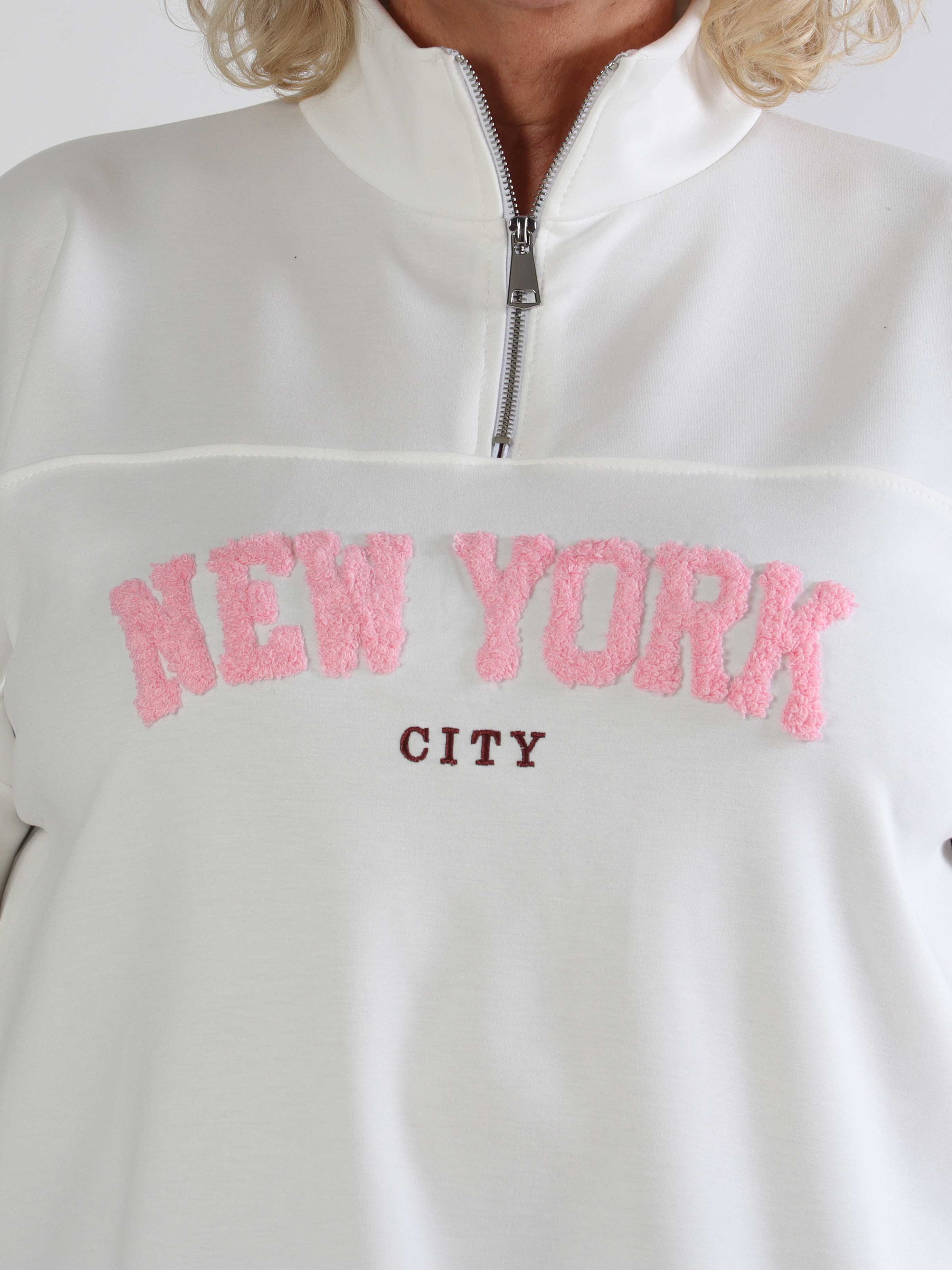 Tracy - Plus size s weatshirt med lynlås og NEW YORK detalje