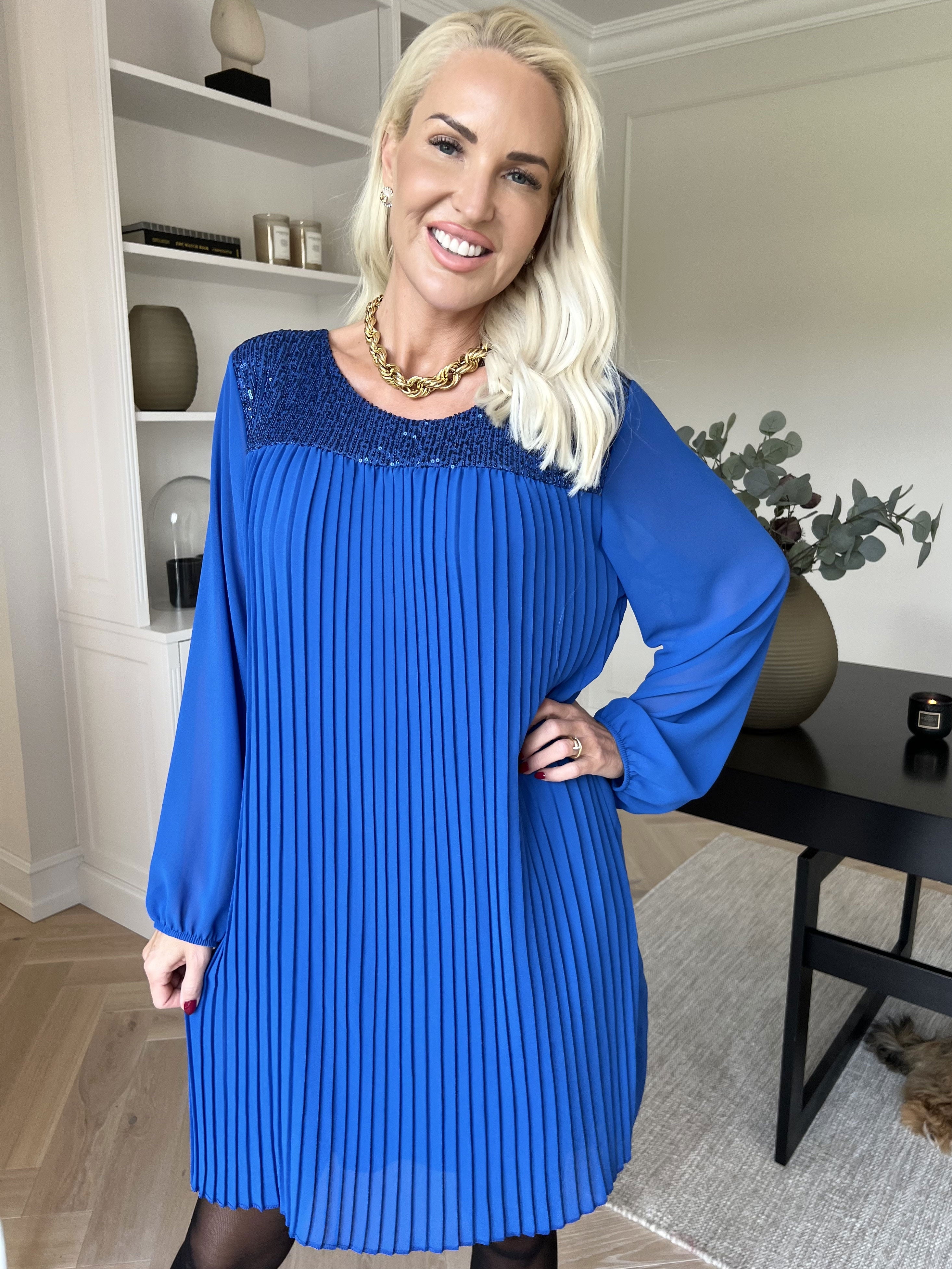 Ulrica - Söt plisserad tunikaklänning med paljetter