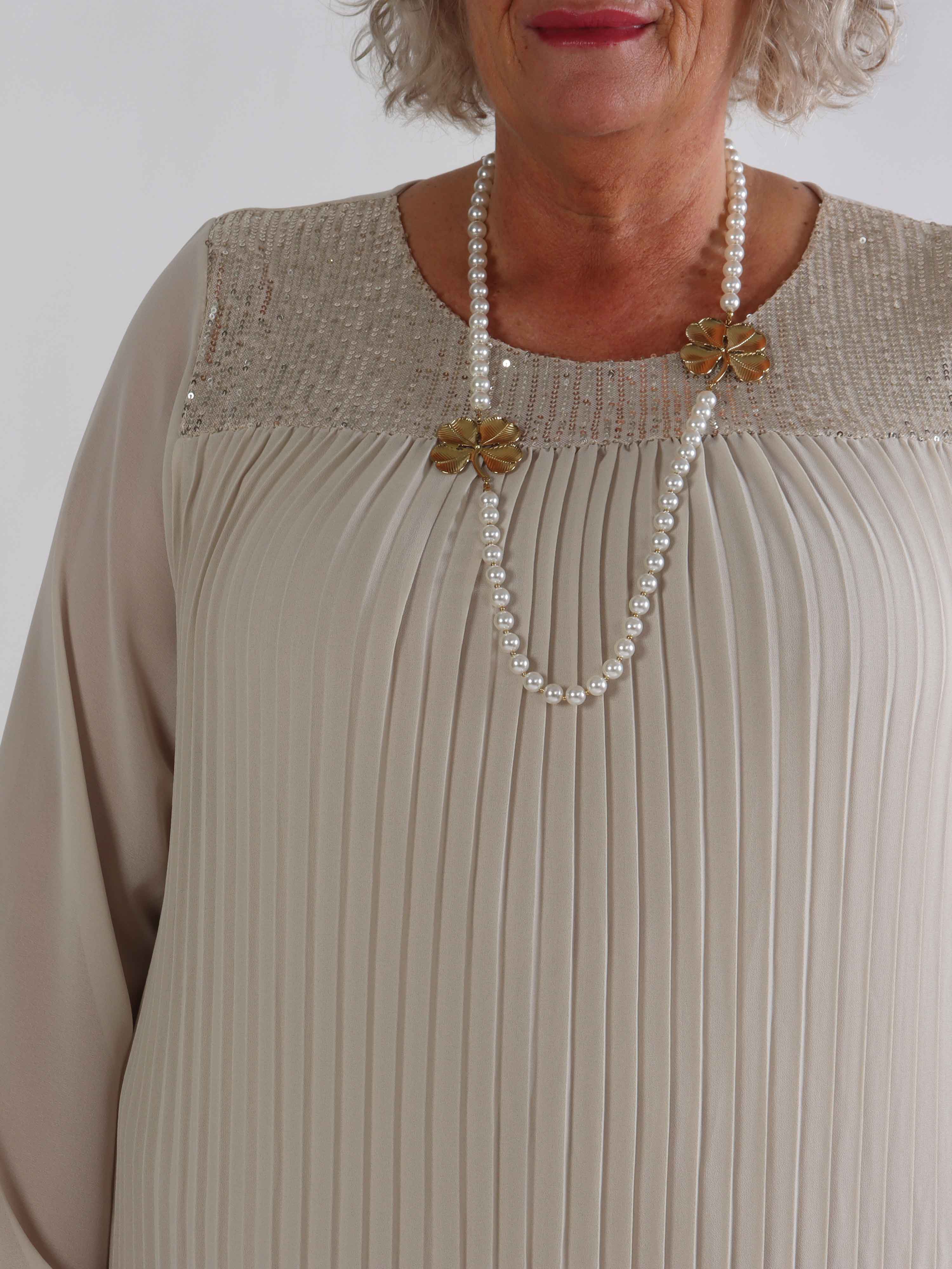 Ulrica - Söt plisserad plus size tunikaklänning med paljetter