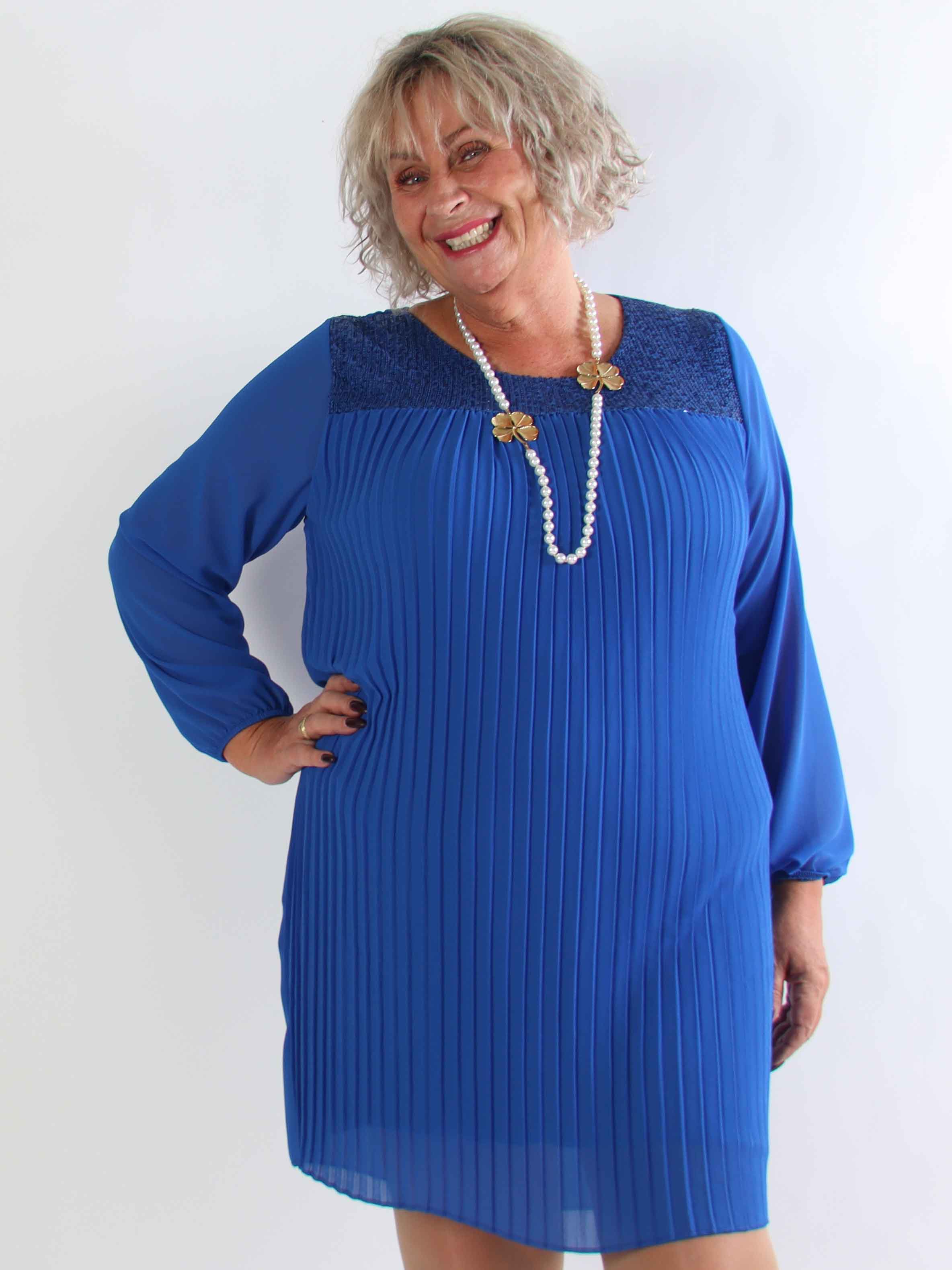 Ulrica - Söt plisserad plus size tunikaklänning med paljetter